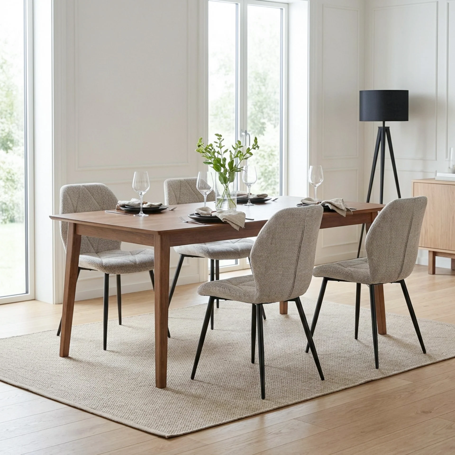 Nori Fabric Dining Chair - Set Of 4 - Light Brown - Image 6