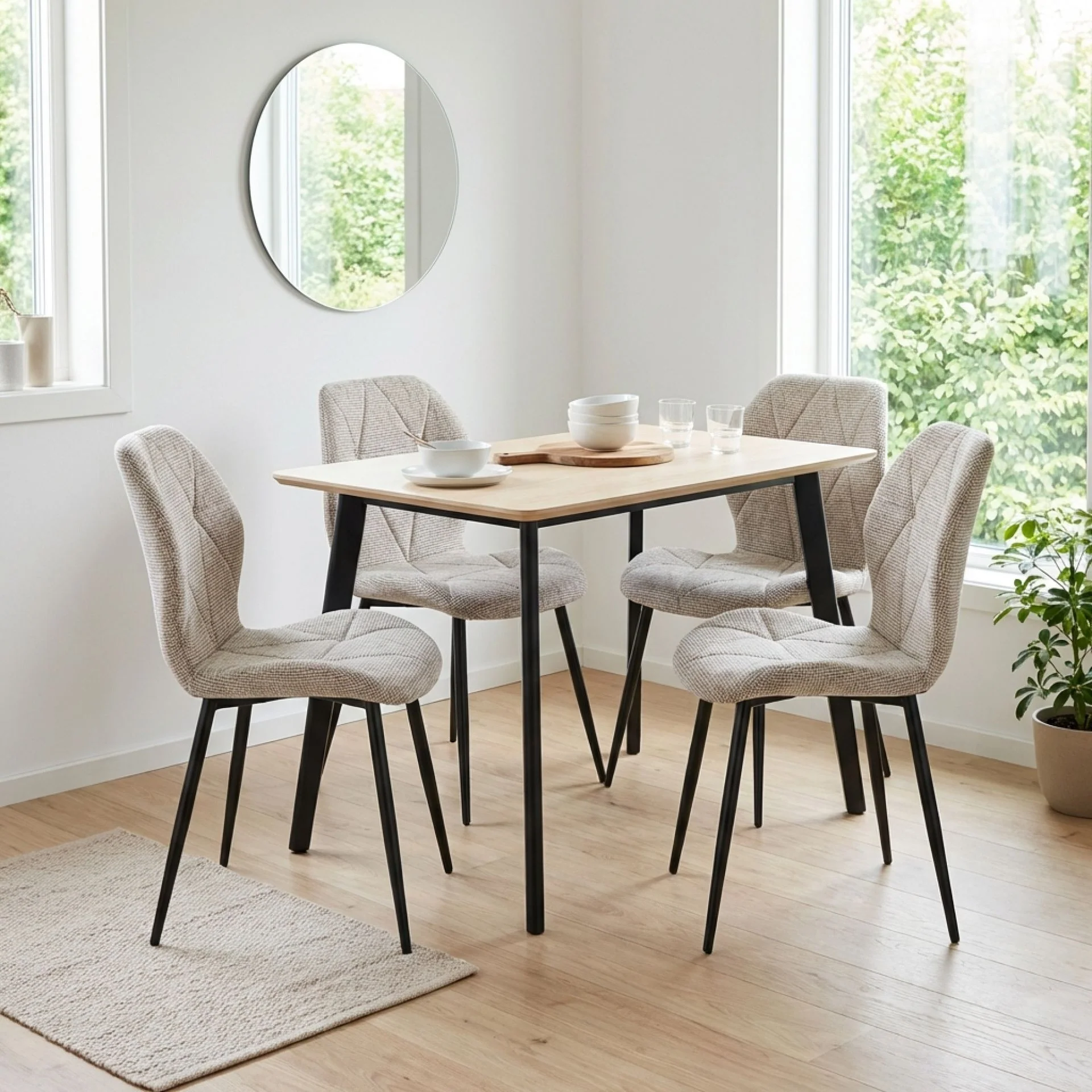 Nori Fabric Dining Chair - Set Of 4 - Light Brown - Image 7