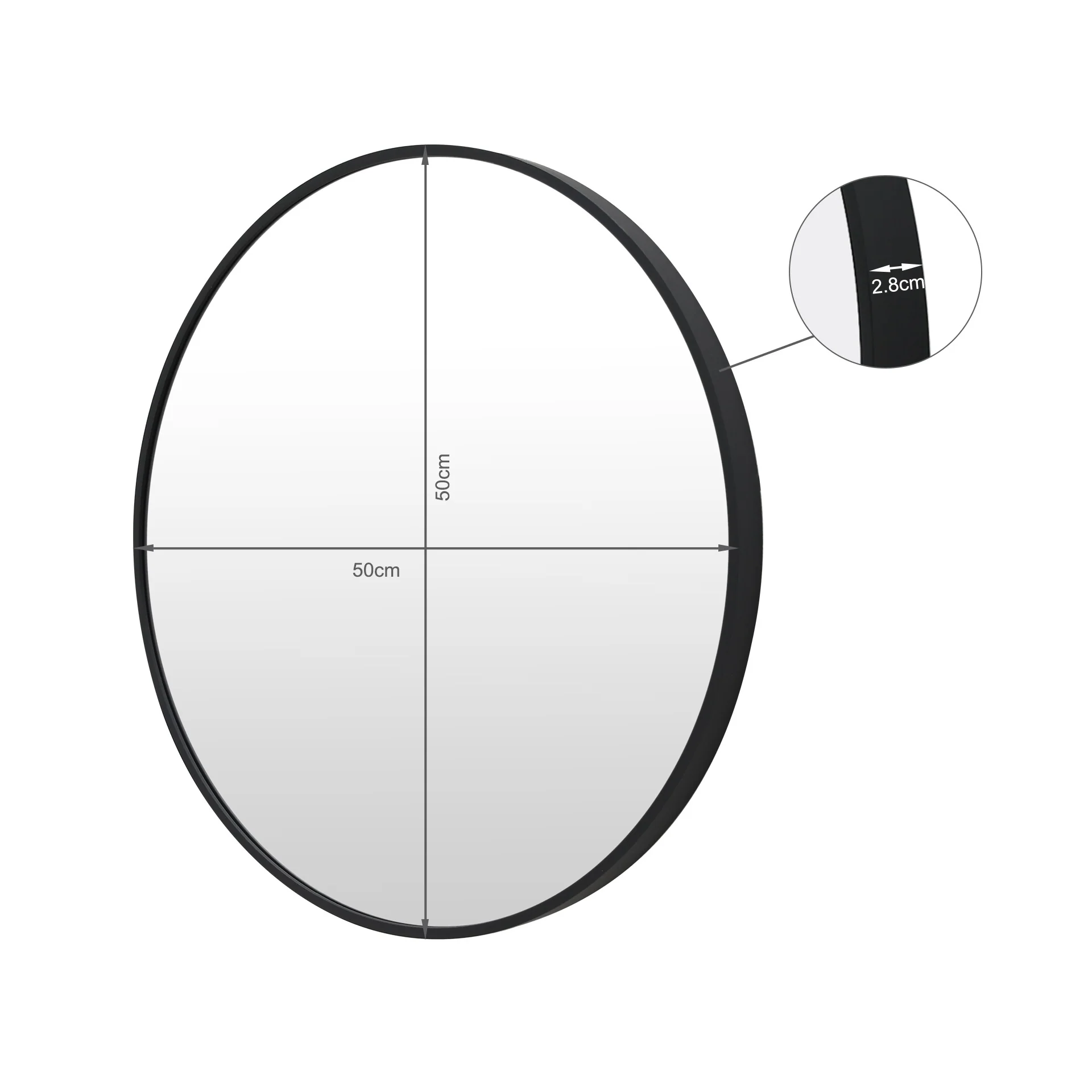 Nova Round Metal Framed Wall Mirror 50cm - Black - Image 10