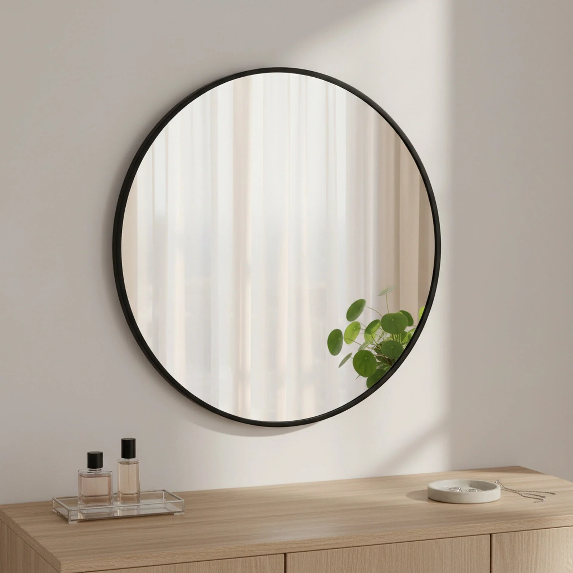 Nova Round Metal Framed Wall Mirror 50cm - Black - Image 3