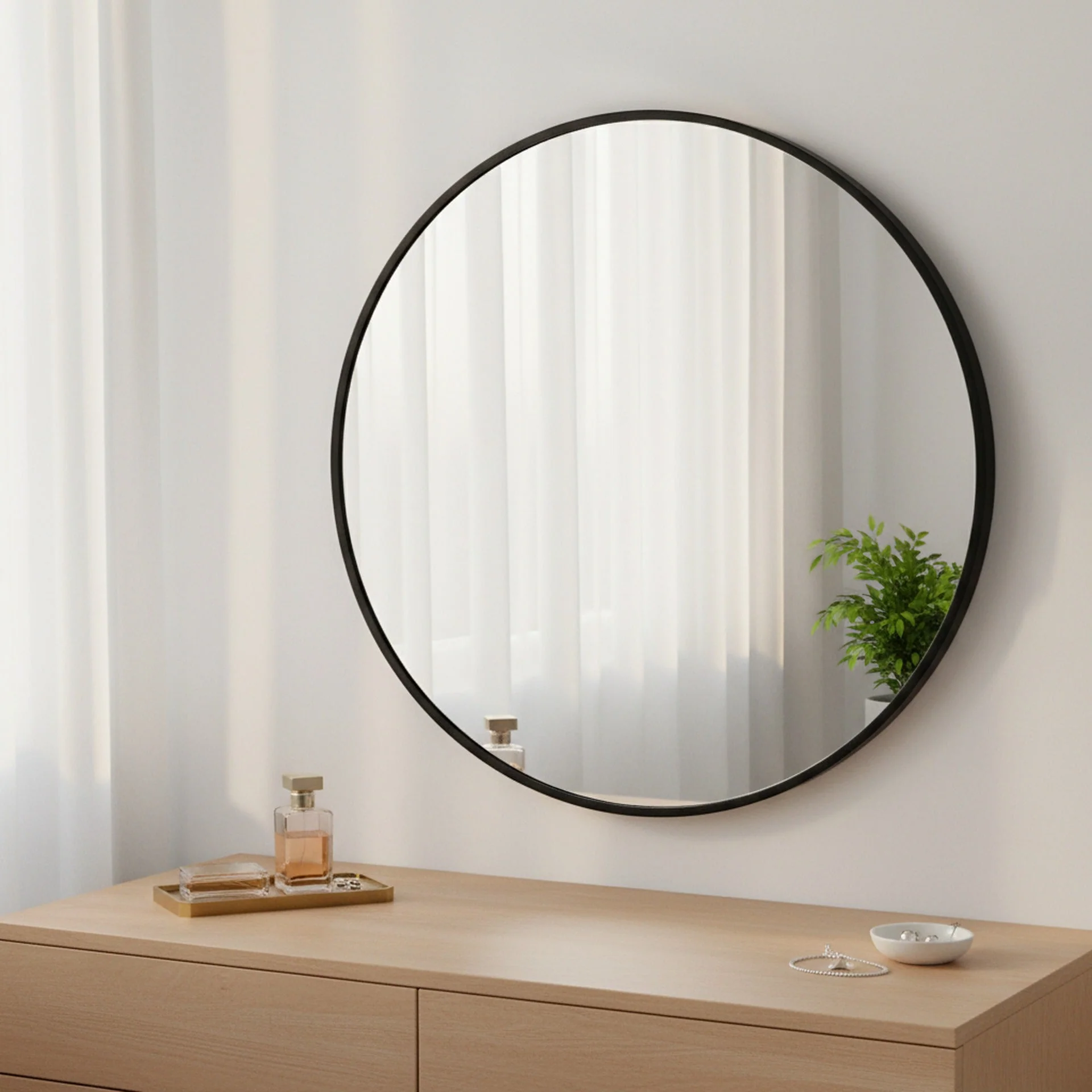 Nova Round Metal Framed Wall Mirror 50cm - Black - Image 4