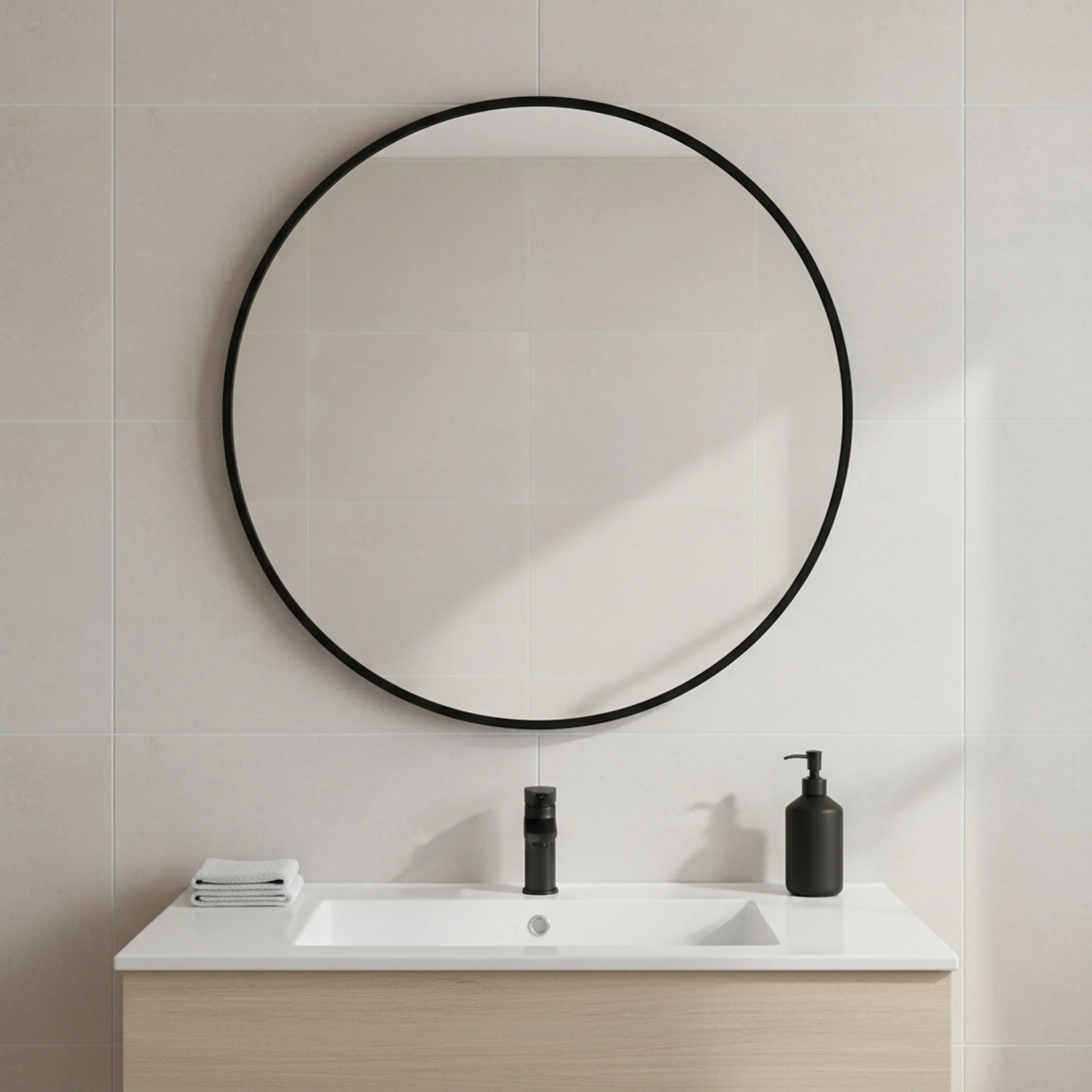 Nova Round Metal Framed Wall Mirror 50cm - Black - Image 5