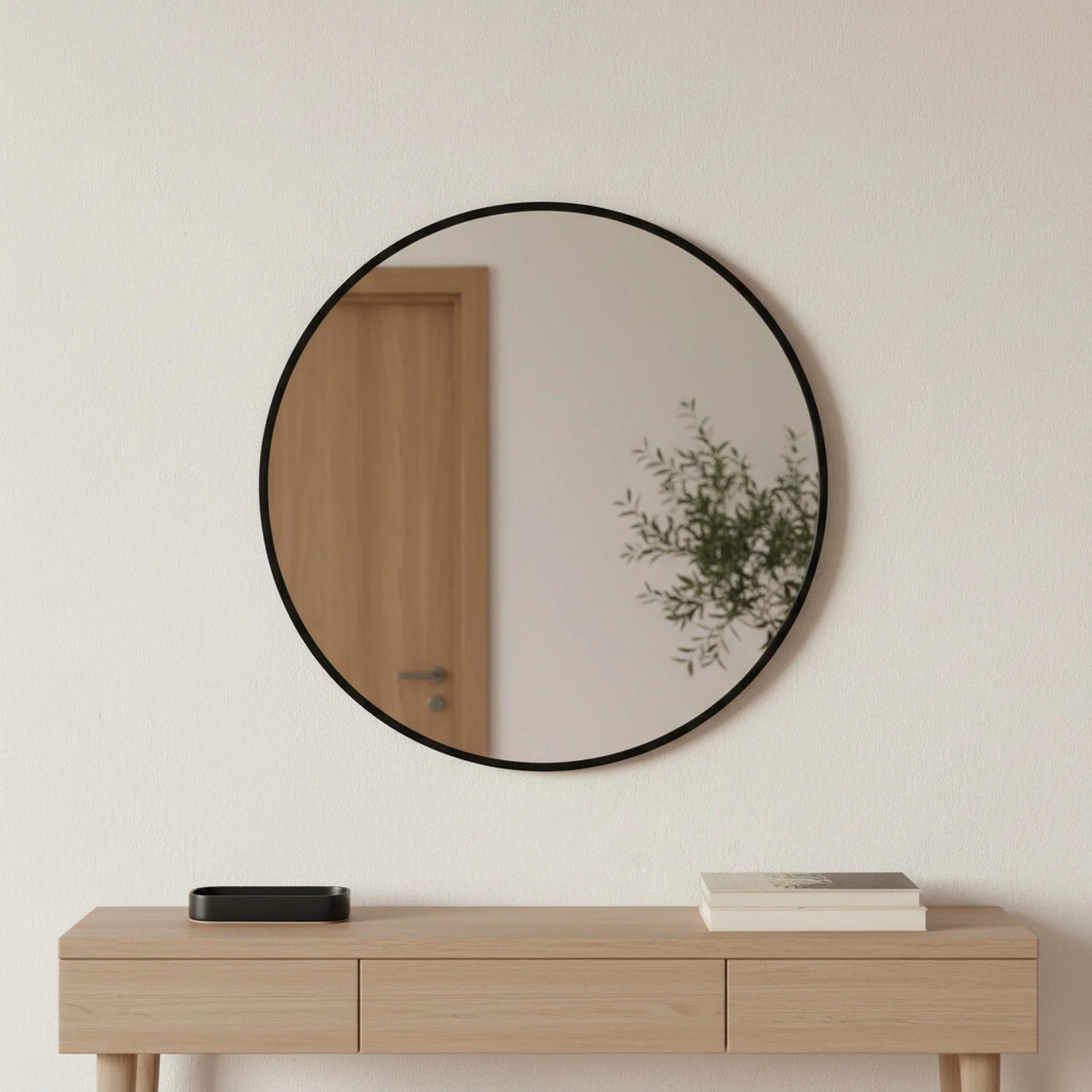 Nova Round Metal Framed Wall Mirror 50cm - Black - Image 6