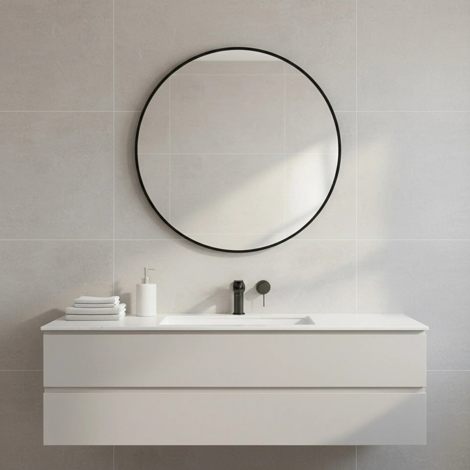 Nova Round Metal Framed Wall Mirror 60cm - Black - Image 4
