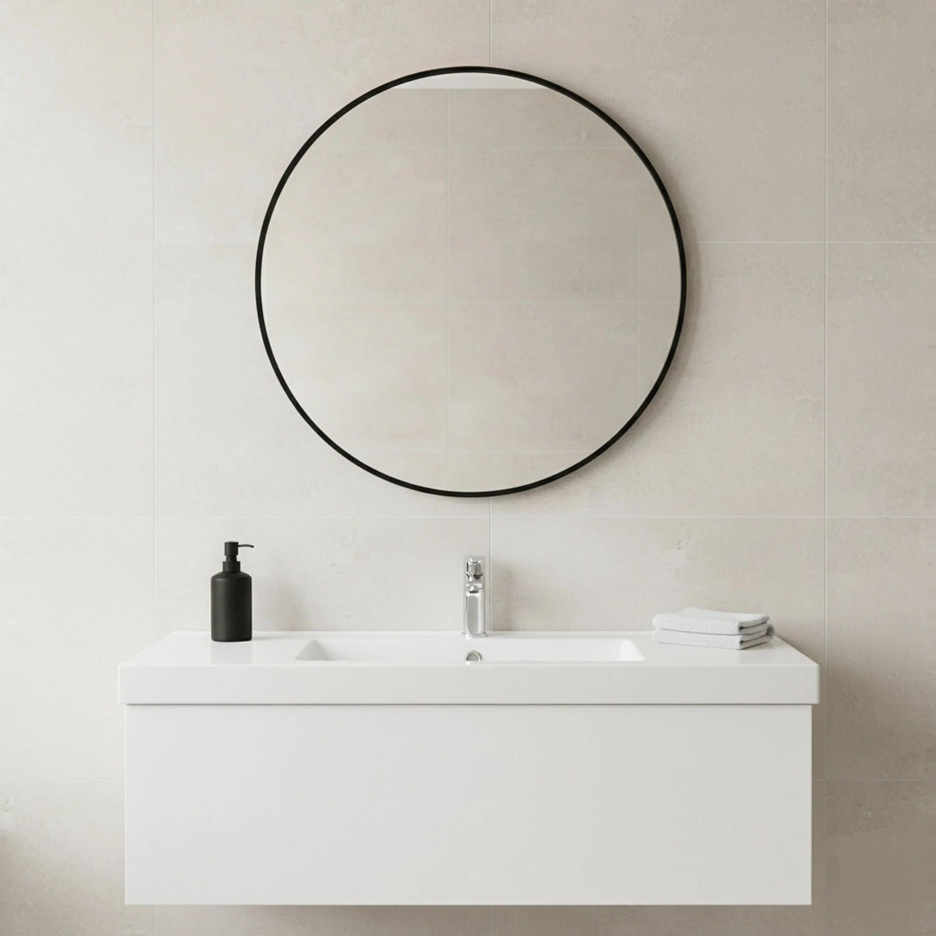 Nova Round Metal Framed Wall Mirror 60cm - Black - Image 7