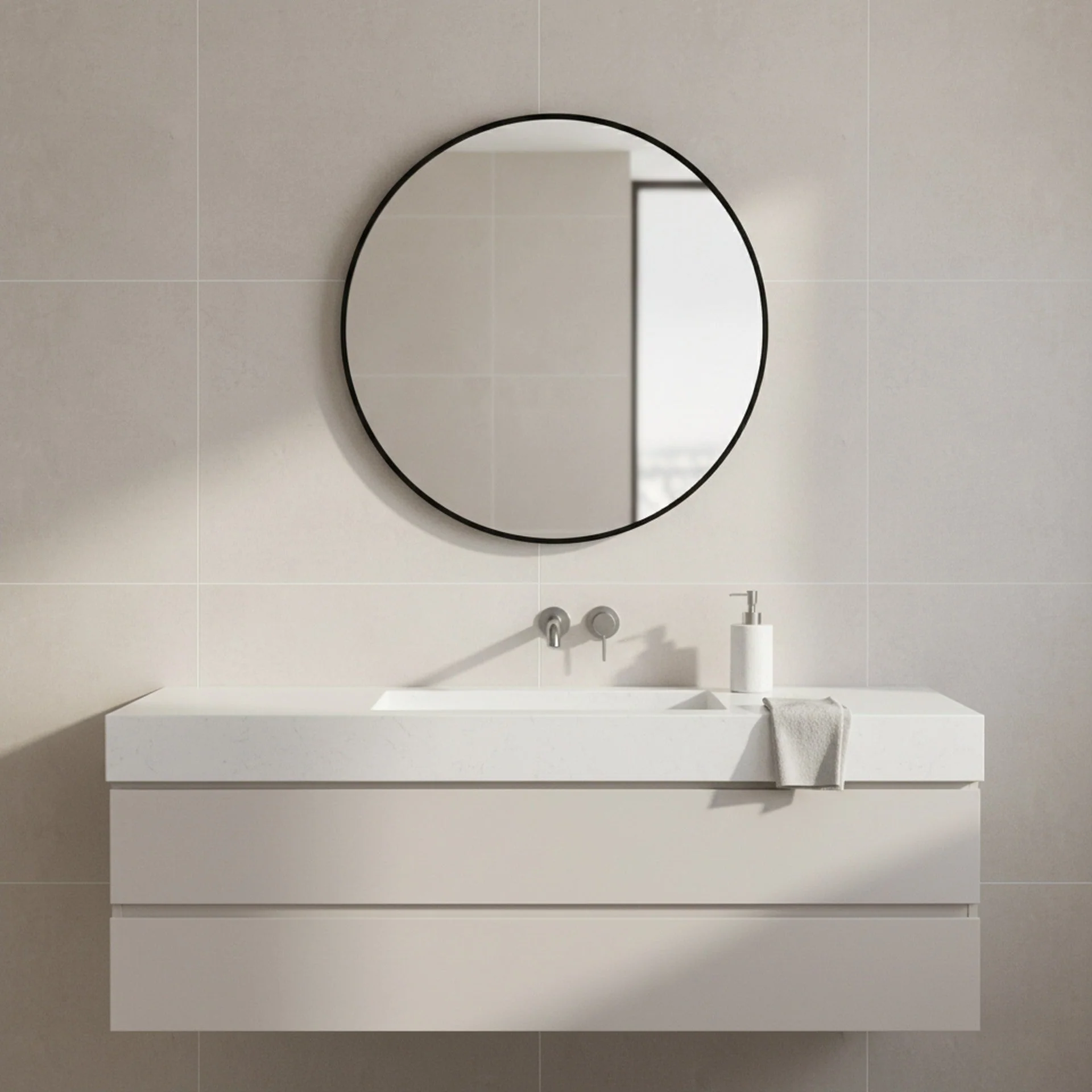 Nova Round Metal Framed Wall Mirror 60cm - Black - Image 8