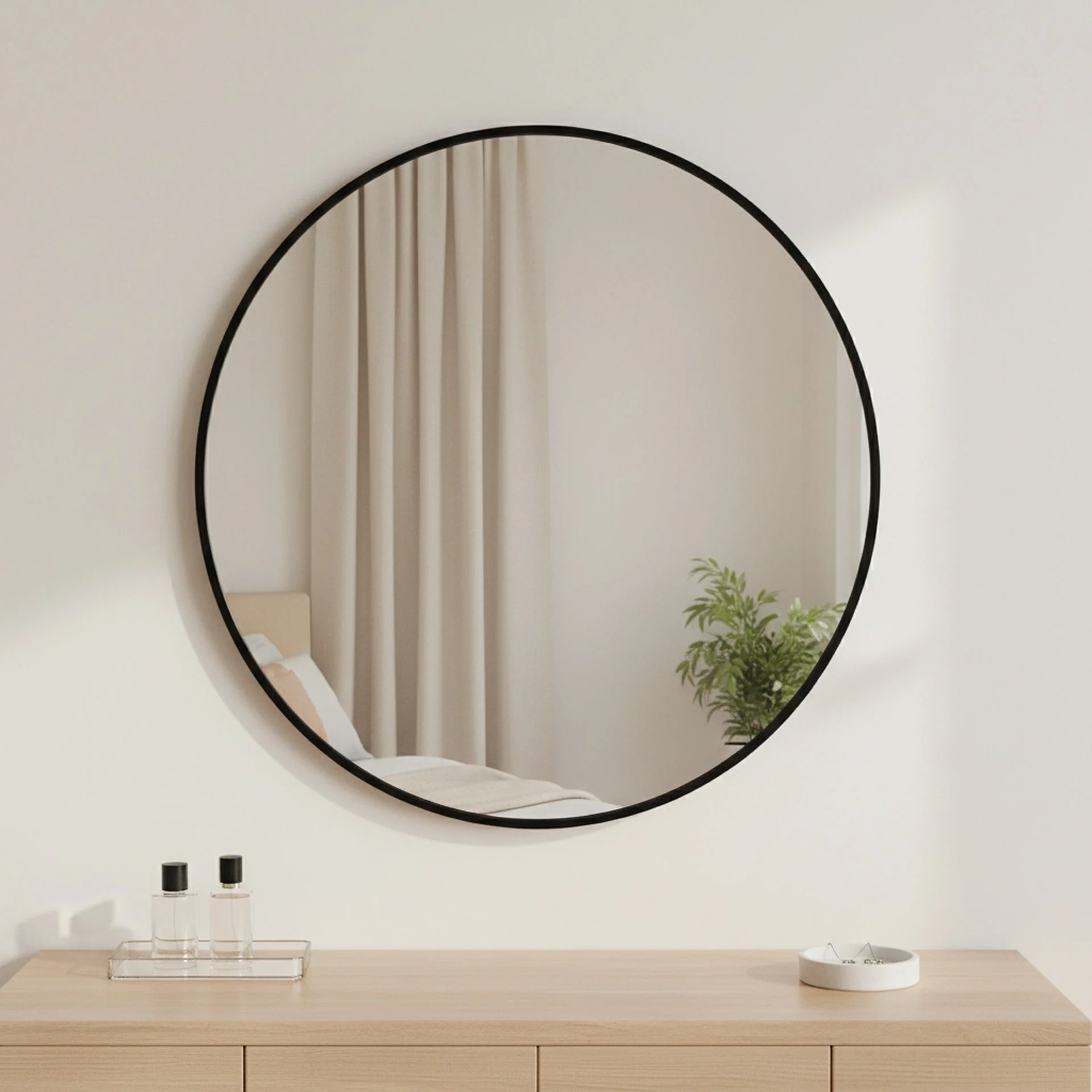 Nova Round Metal Framed Wall Mirror 60cm - Black - Image 9