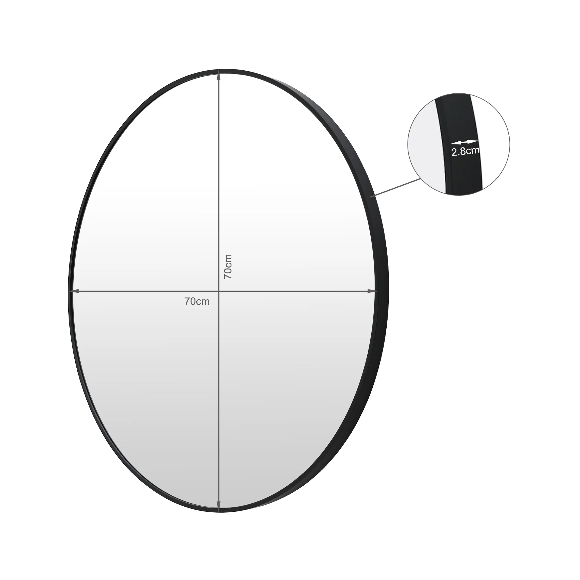 Nova Round Metal Framed Wall Mirror 70cm - Black - Image 15