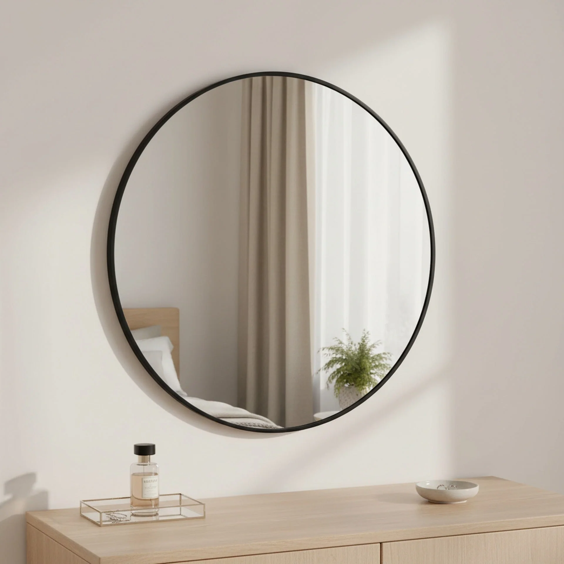 Nova Round Metal Framed Wall Mirror 70cm - Black - Image 7