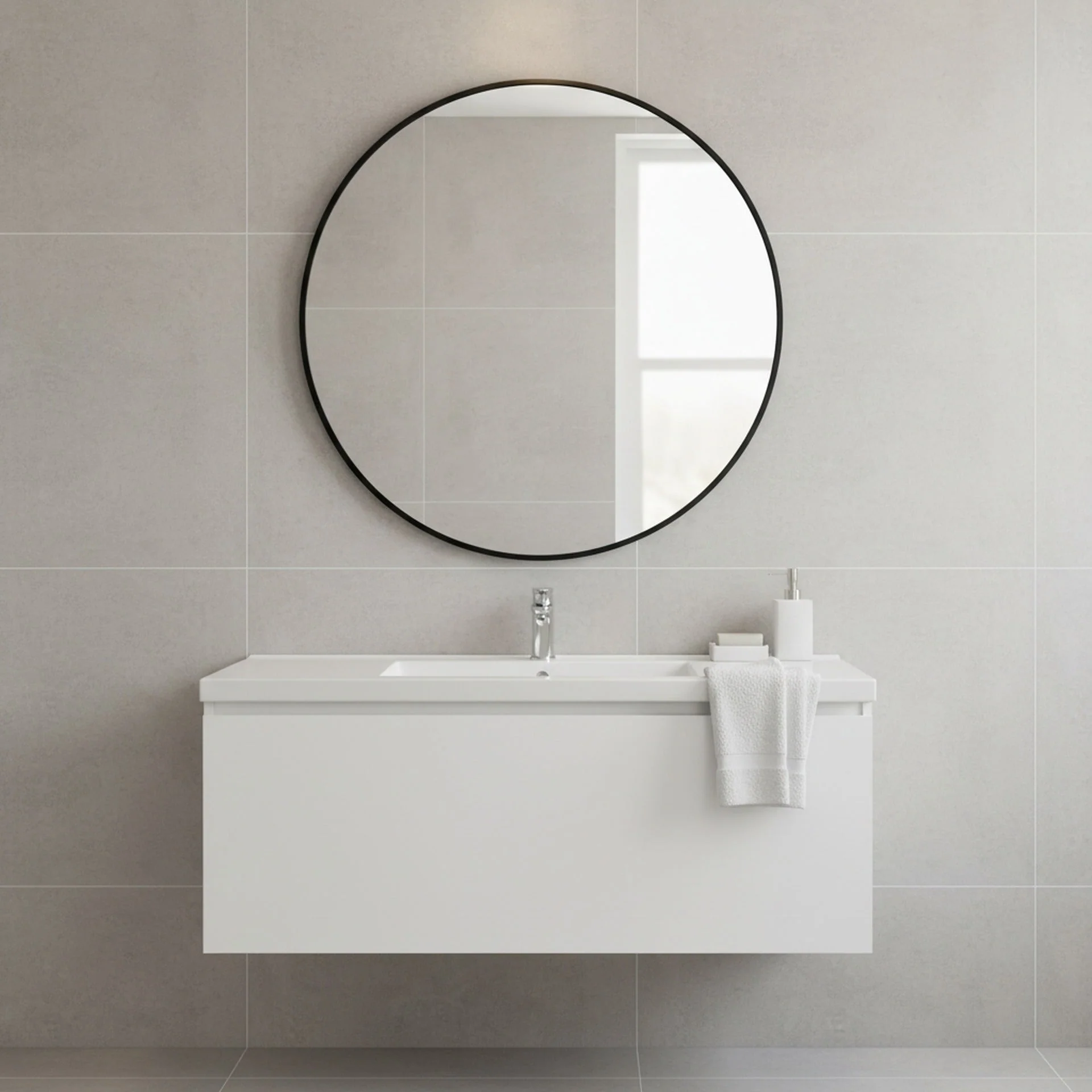 Nova Round Metal Framed Wall Mirror 70cm - Black - Image 8