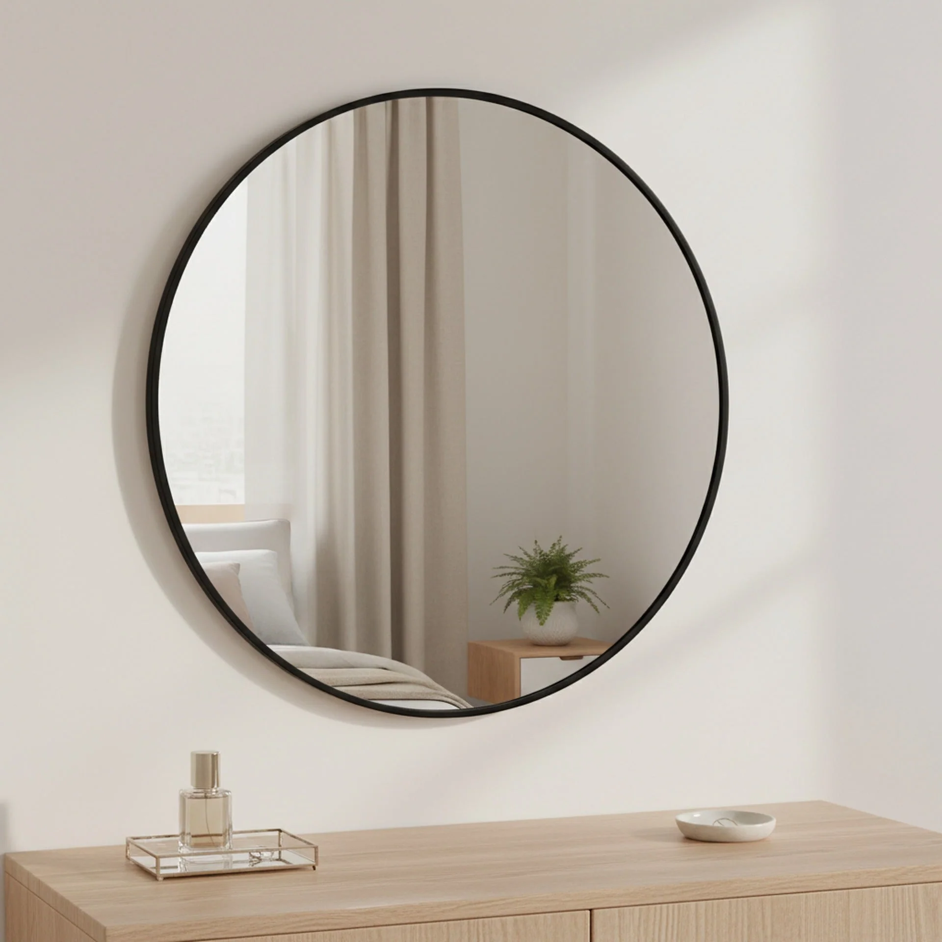 Nova Round Metal Framed Wall Mirror 70cm - Black - Image 9