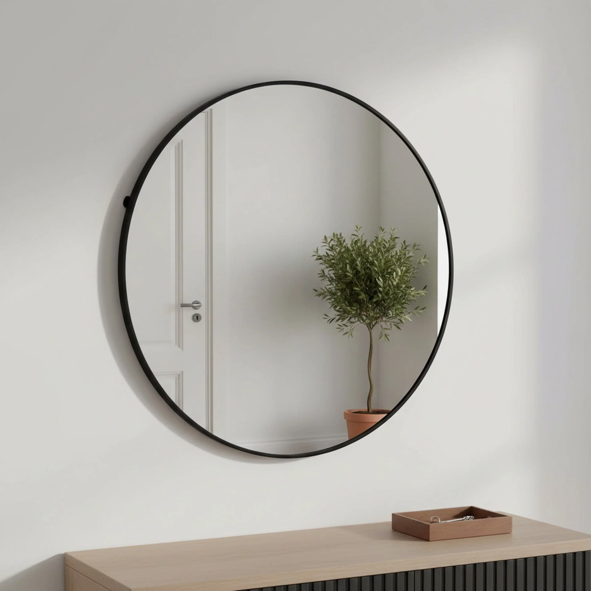 Nova Round Metal Framed Wall Mirror 80cm - Black - Image 6