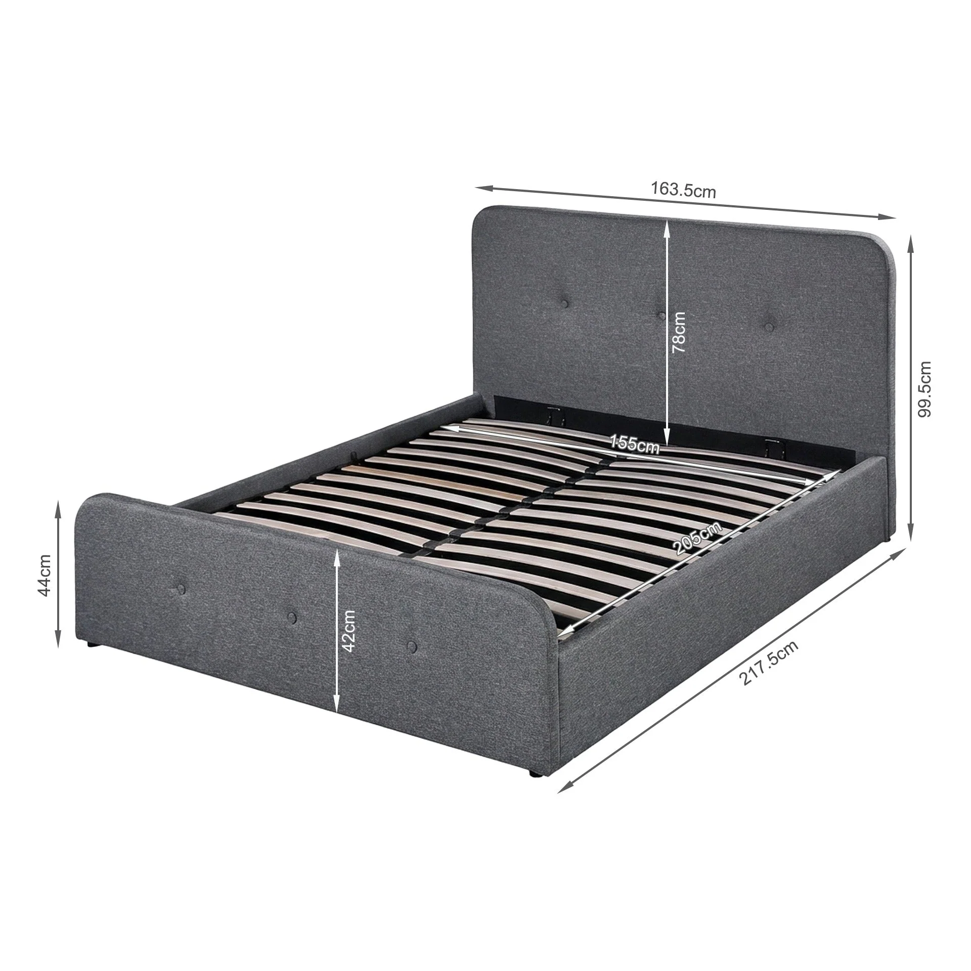 Novi Queen Gas Lift Bed Frame - Dark Grey - Image 14