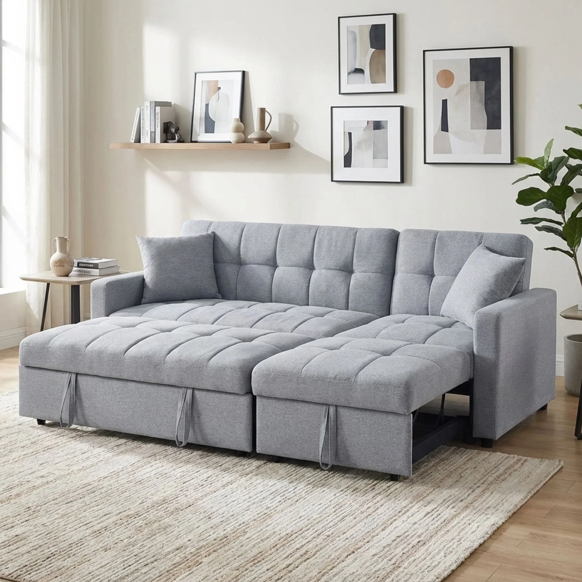 Oakleigh 3 Seater Sofa Bed with Storage - Grey - Image 2