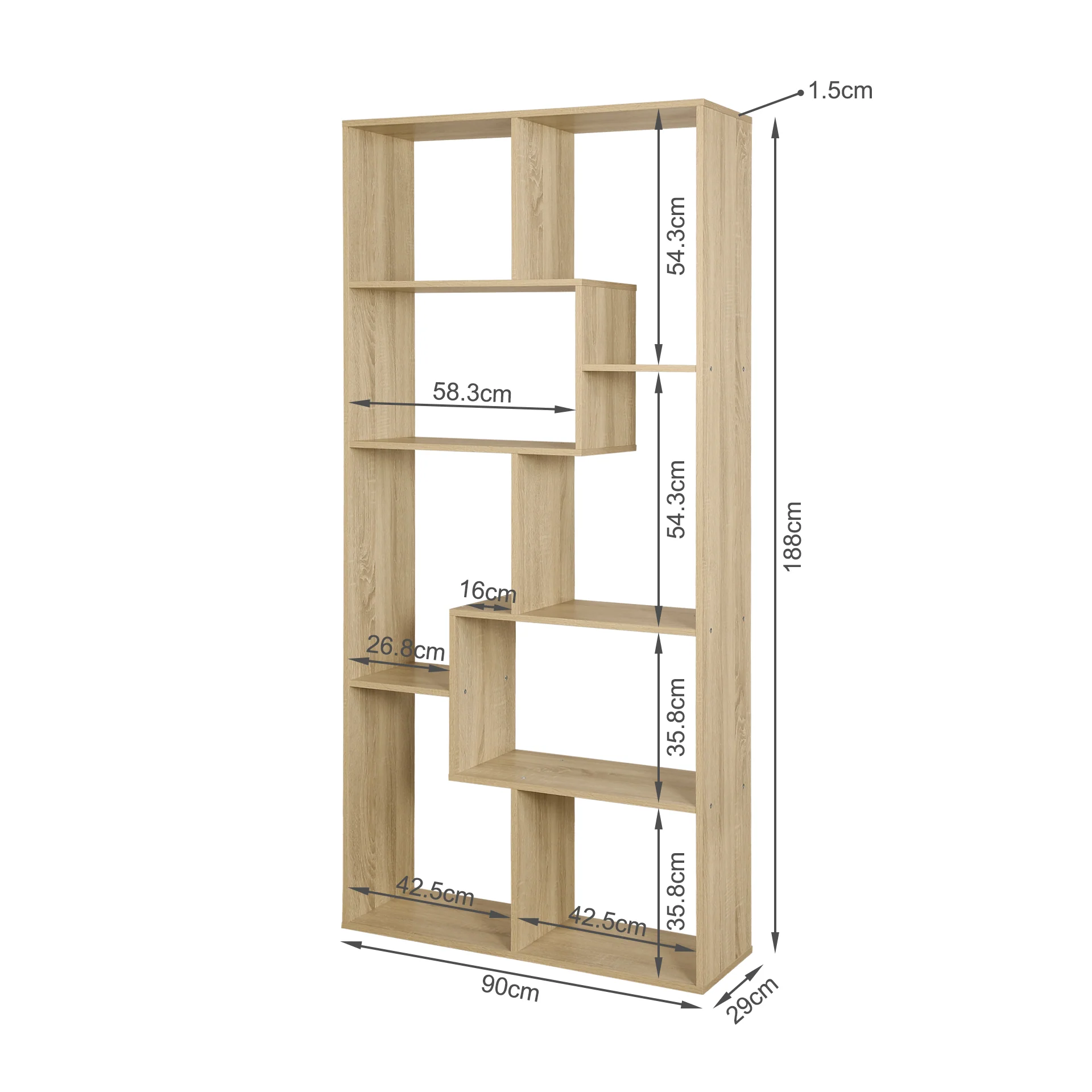 Oakon Bookshelf Display Shelf - Oak - Image 11