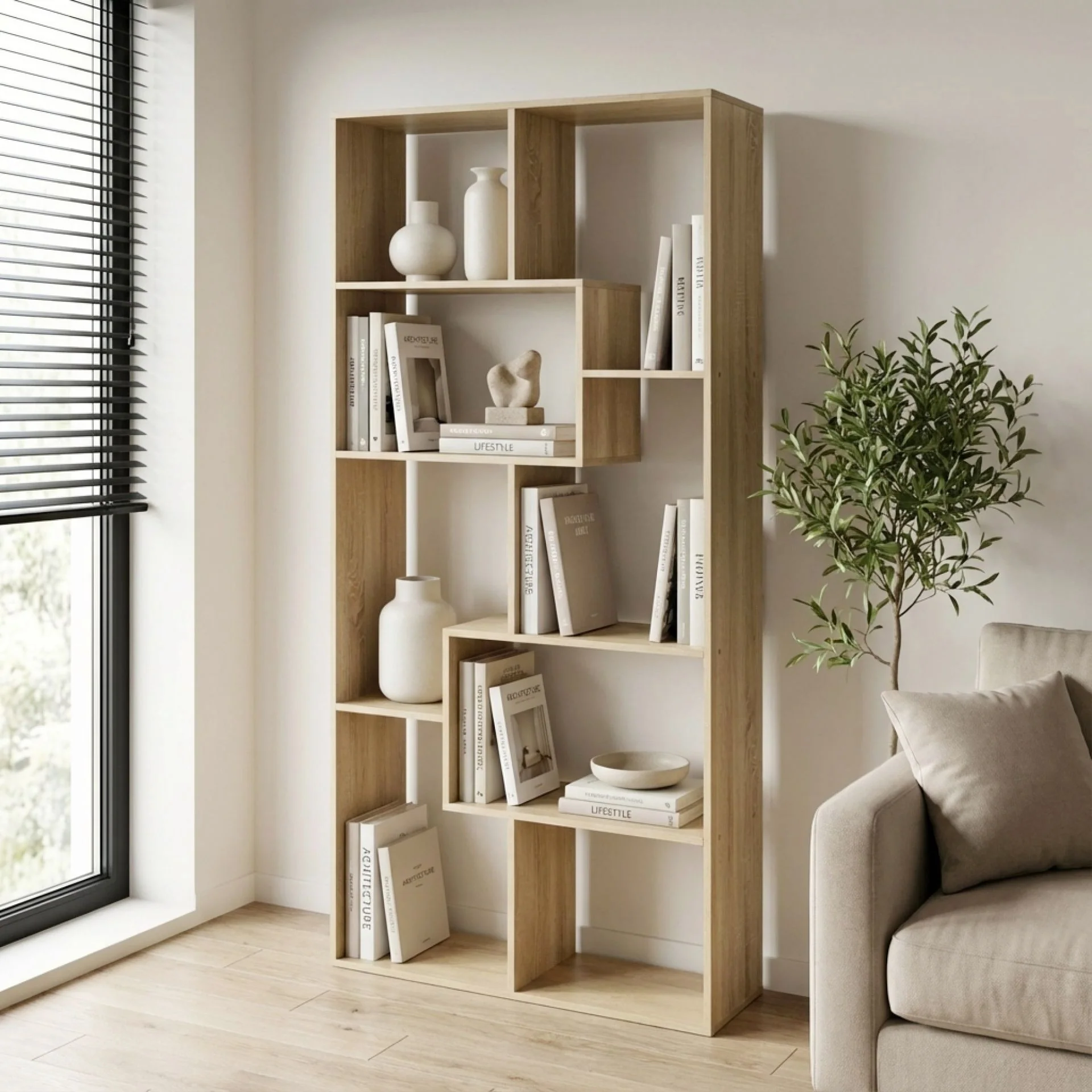 Oakon Bookshelf Display Shelf - Oak - Image 3