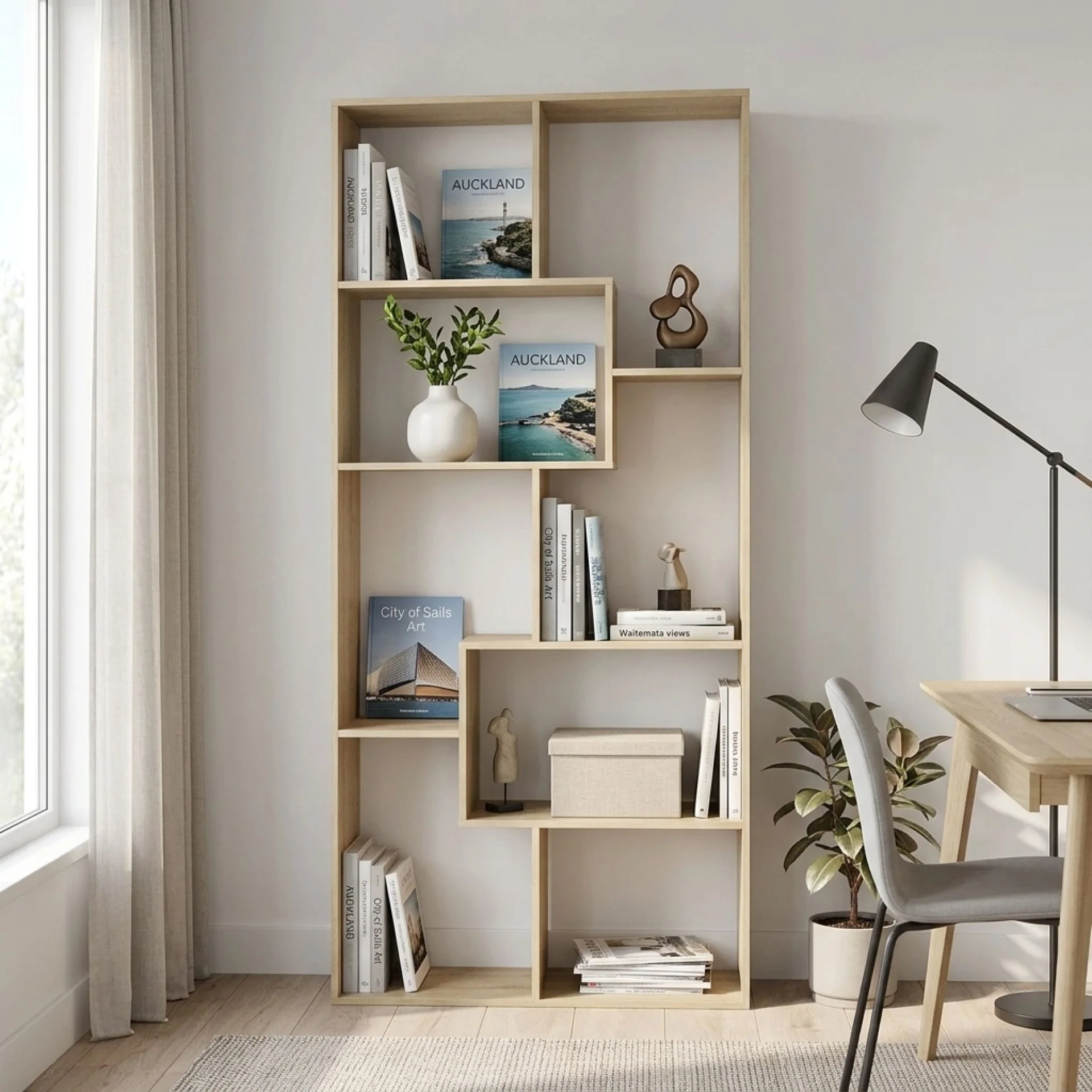 Oakon Bookshelf Display Shelf - Oak - Image 5