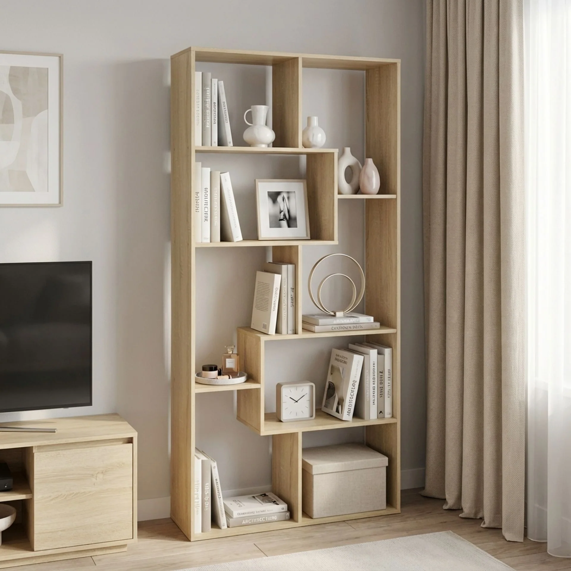 Oakon Bookshelf Display Shelf - Oak - Image 6