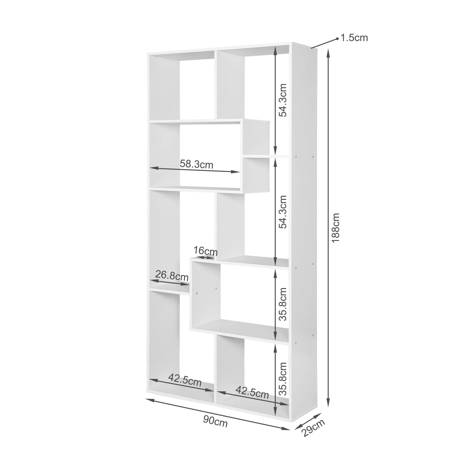 Oakon Bookshelf Display Shelf - White - Image 11