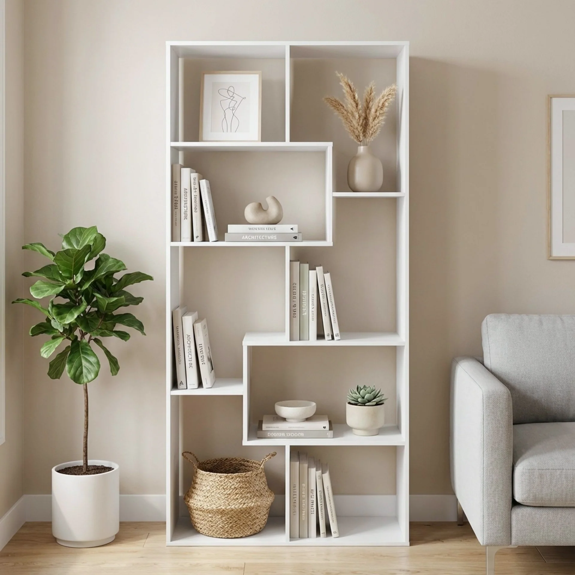 Oakon Bookshelf Display Shelf - White - Image 3
