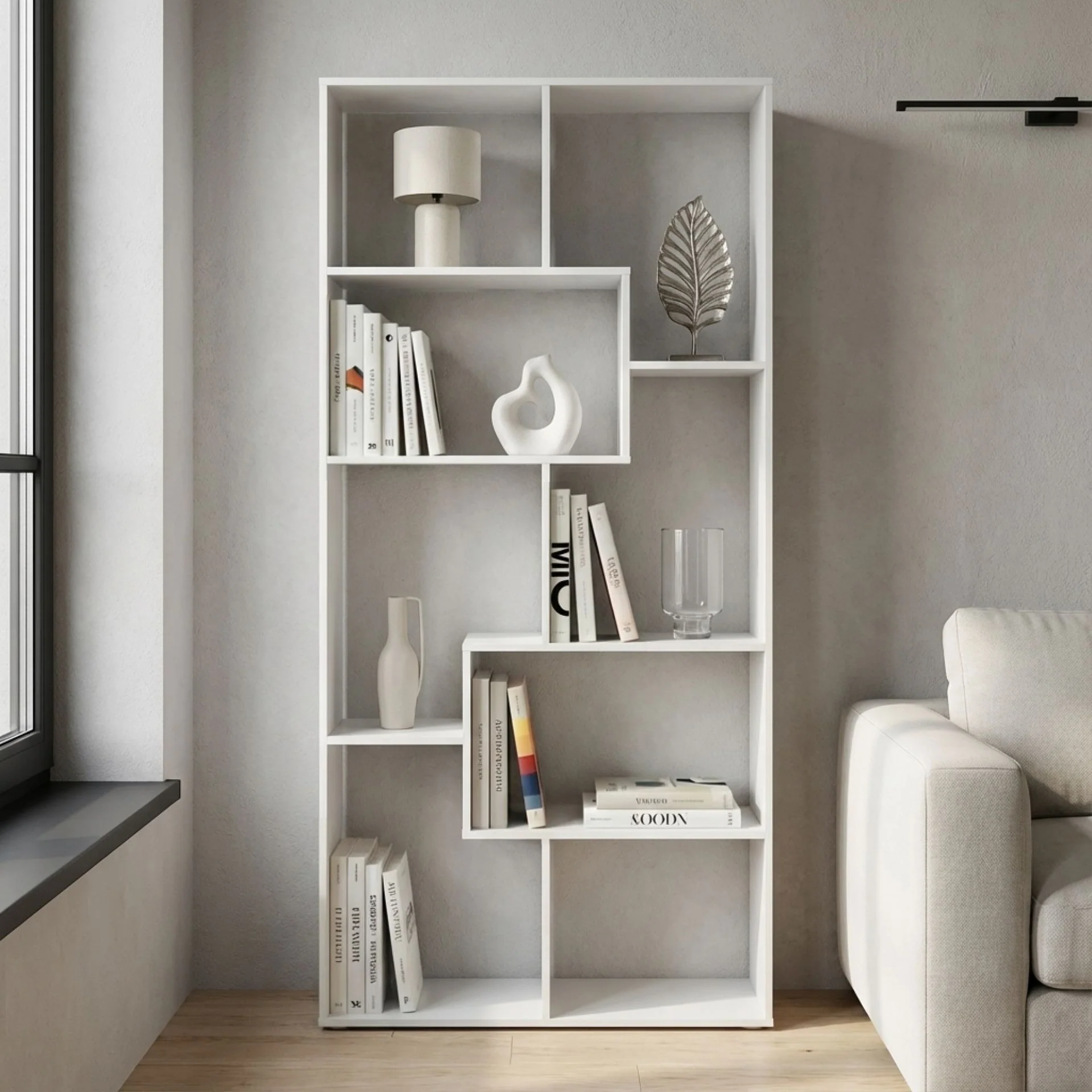 Oakon Bookshelf Display Shelf - White - Image 4