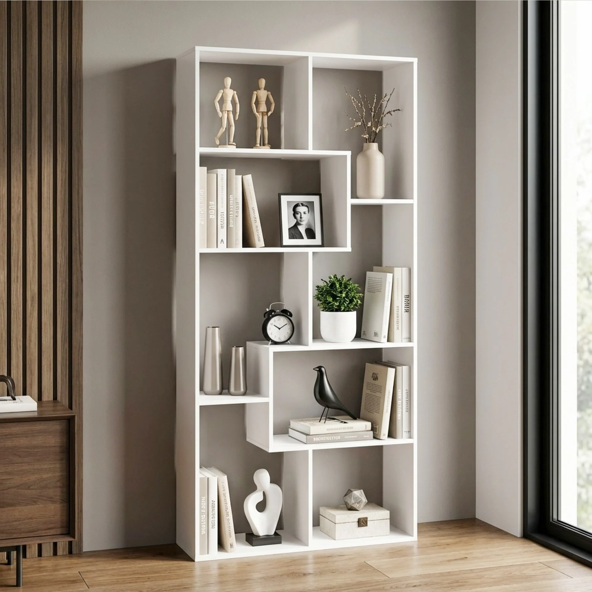 Oakon Bookshelf Display Shelf - White - Image 5