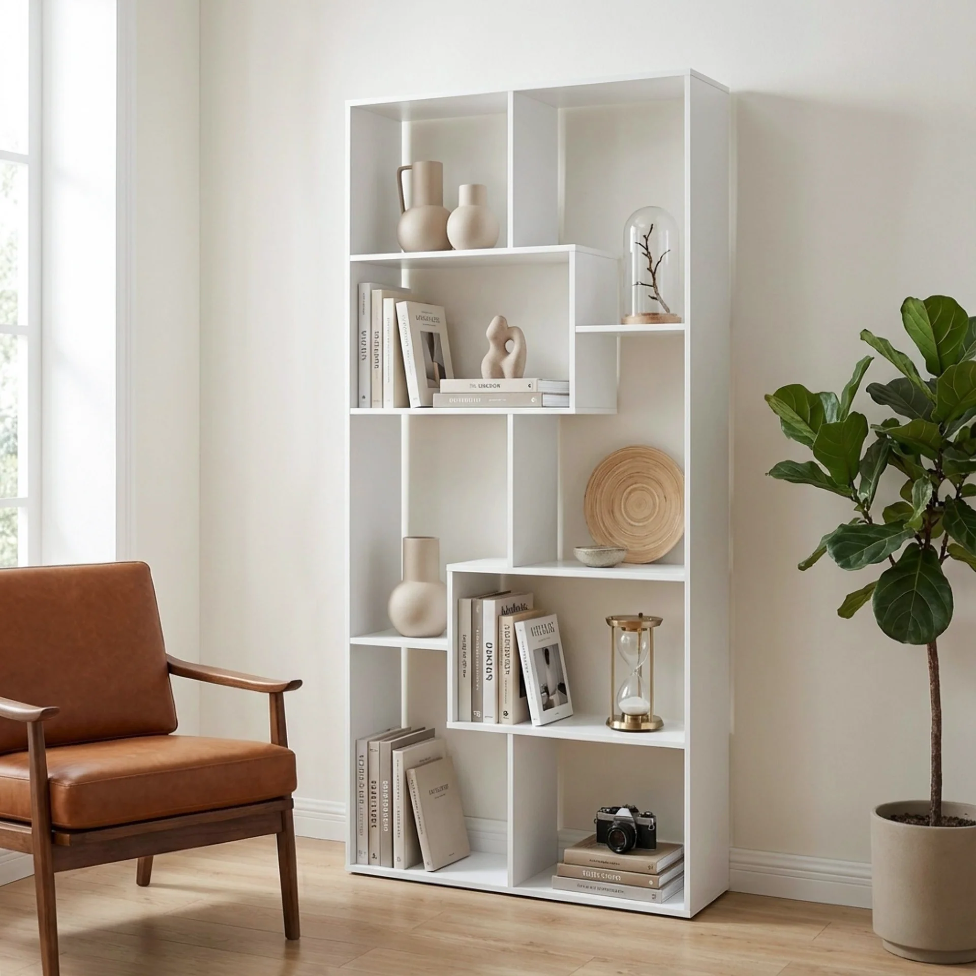 Oakon Bookshelf Display Shelf - White - Image 6