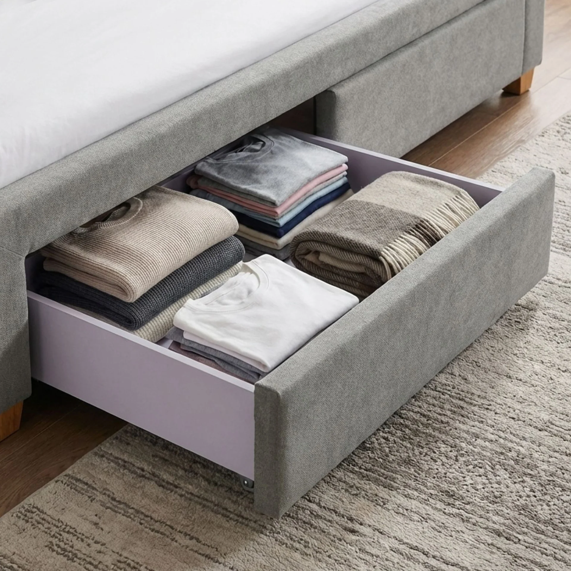 Oasis Queen Bed Frame with 4 Drawers - Grey - Image 5