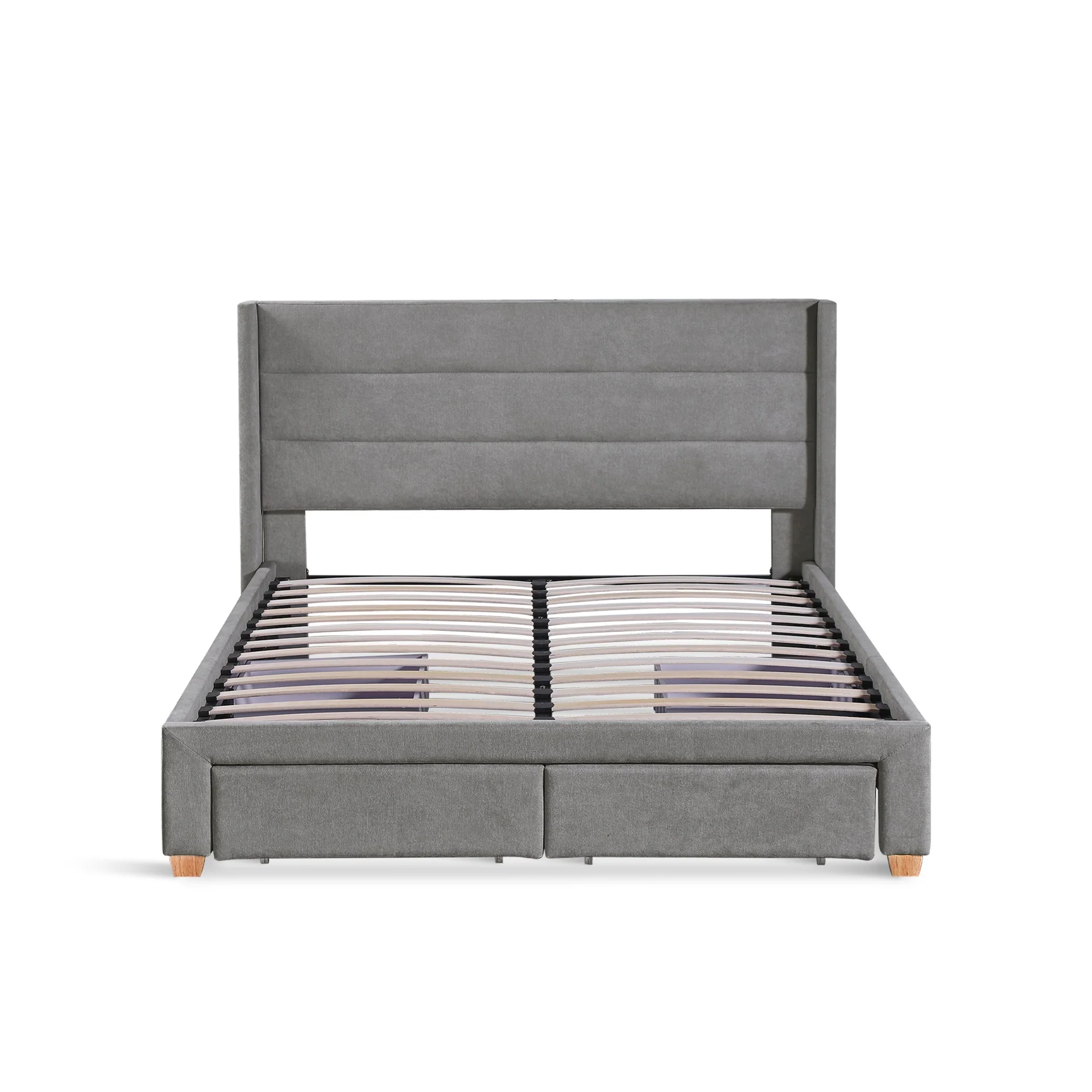 Oasis Queen Bed Frame with 4 Drawers - Grey - Image 8
