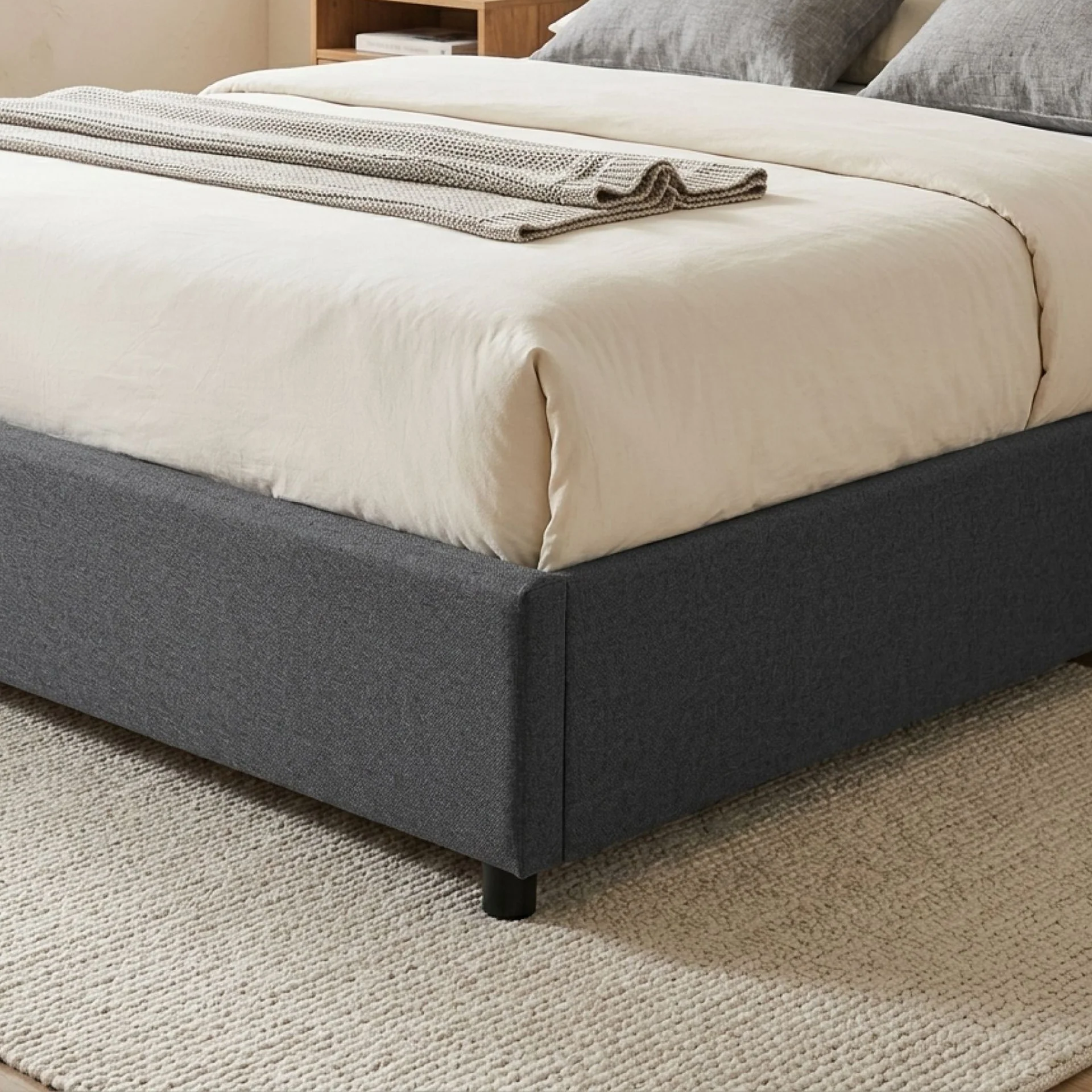 Oasis Queen Gas Lift Bed Frame - Dark Grey - Image 6