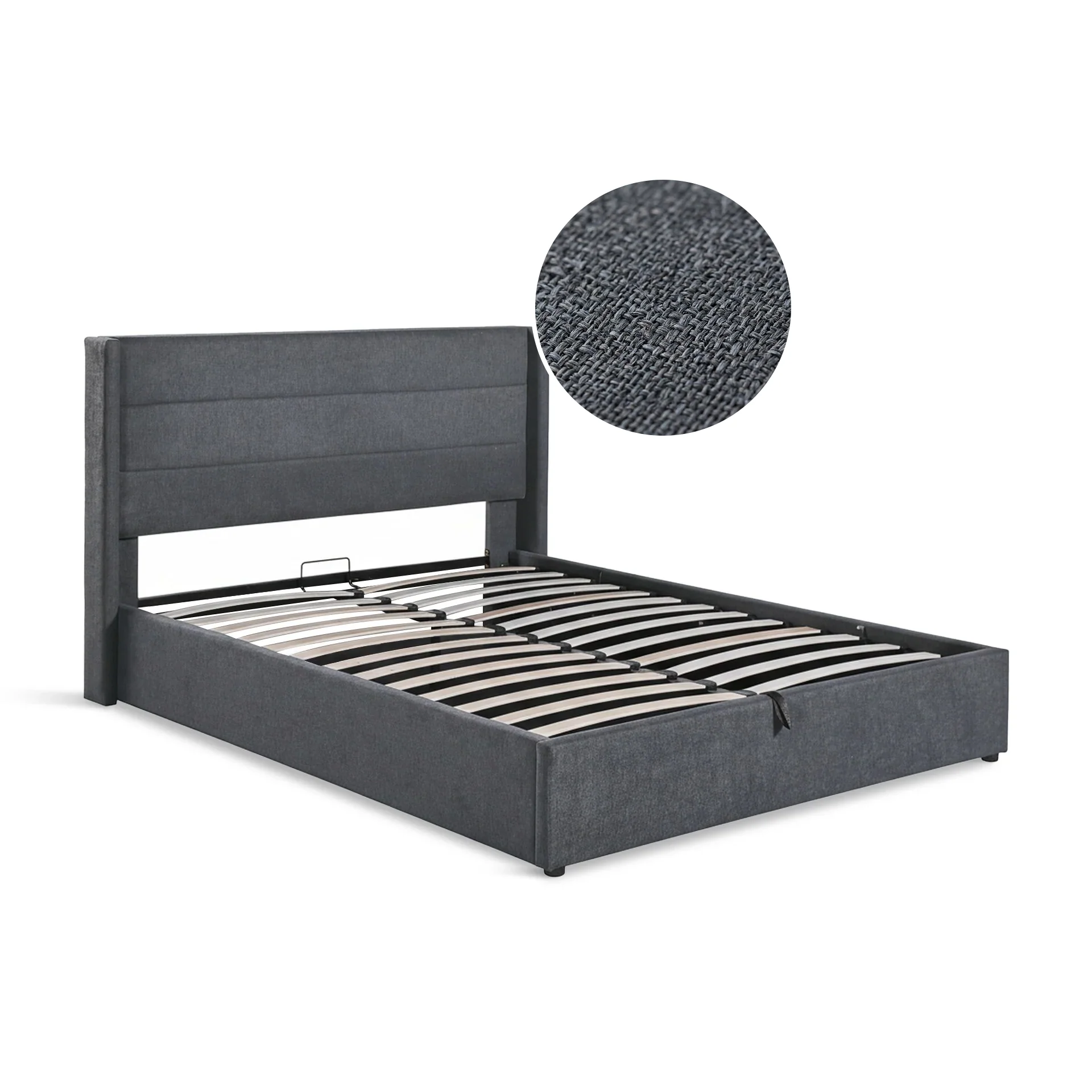 Oasis Queen Gas Lift Bed Frame - Dark Grey - Image 7