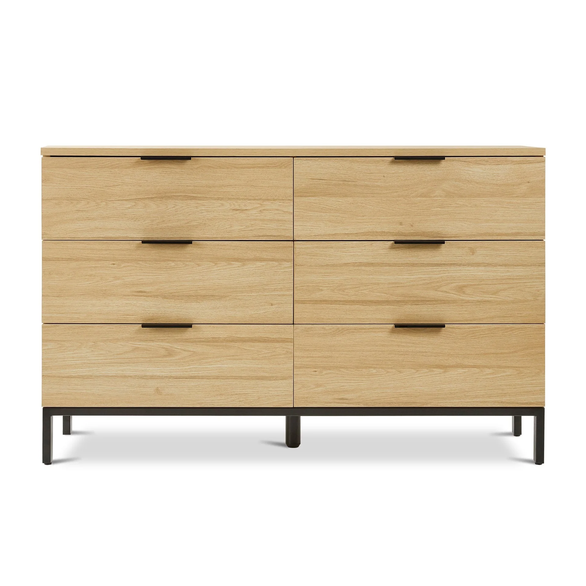 Ocala Low Boy 6 Drawer Chest Dresser - Oak - Image 10