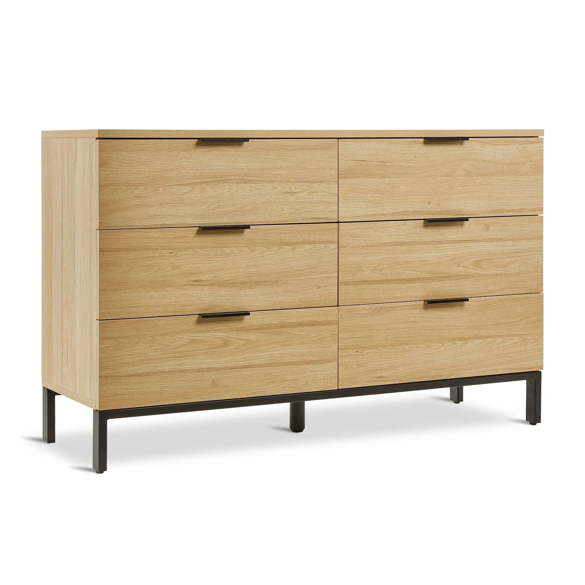 Ocala Low Boy 6 Drawer Chest Dresser - Oak - Image 9