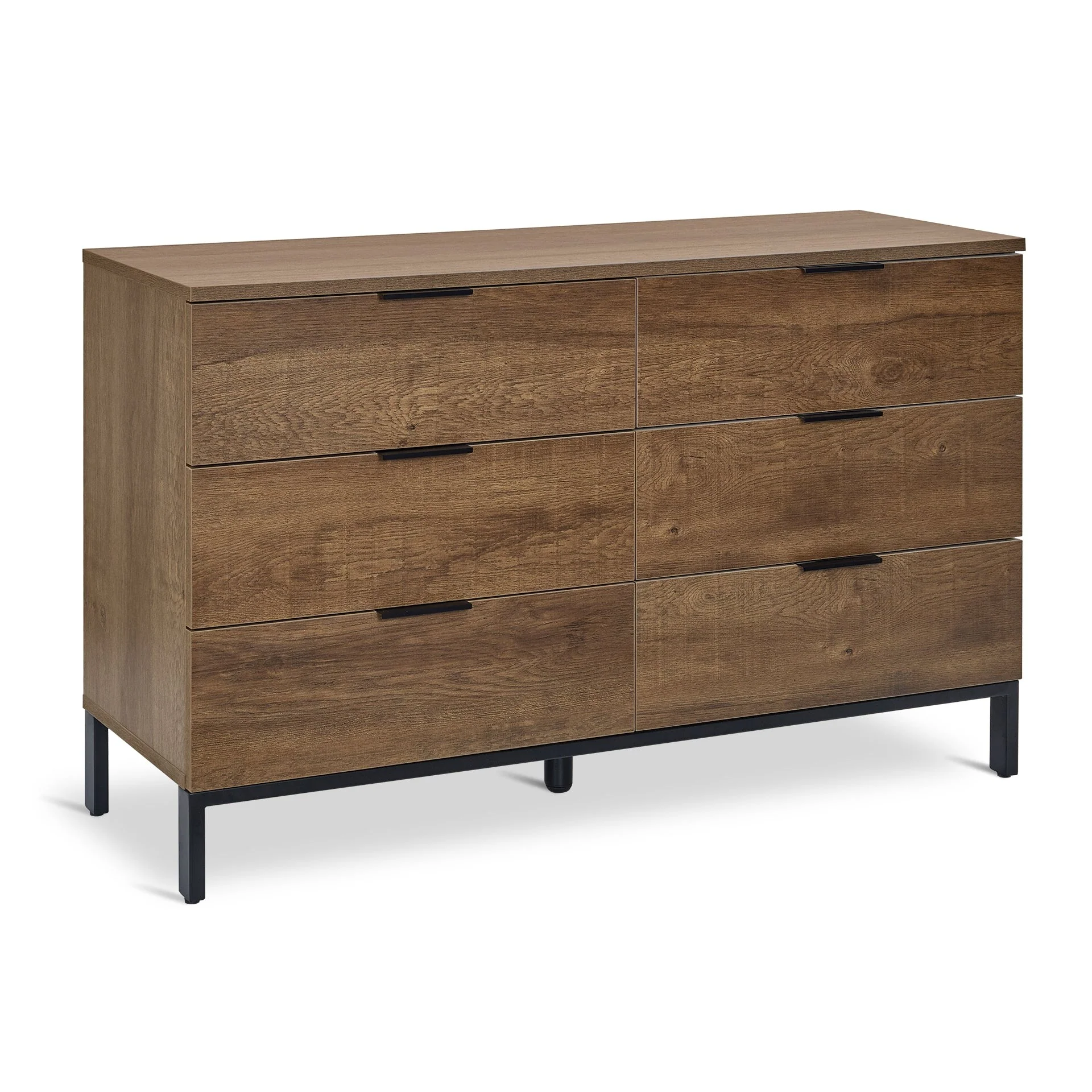 Ocala Low Boy 6 Drawer Chest Dresser - Walnut - Image 5