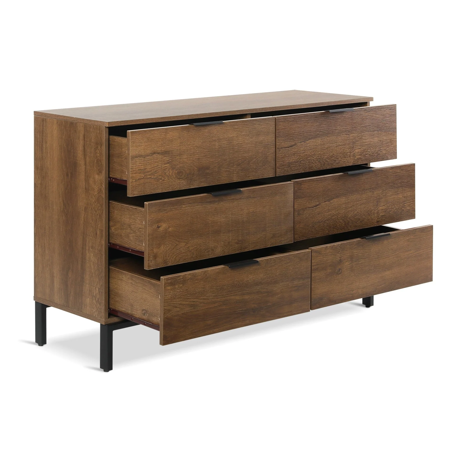 Ocala Low Boy 6 Drawer Chest Dresser - Walnut - Image 7