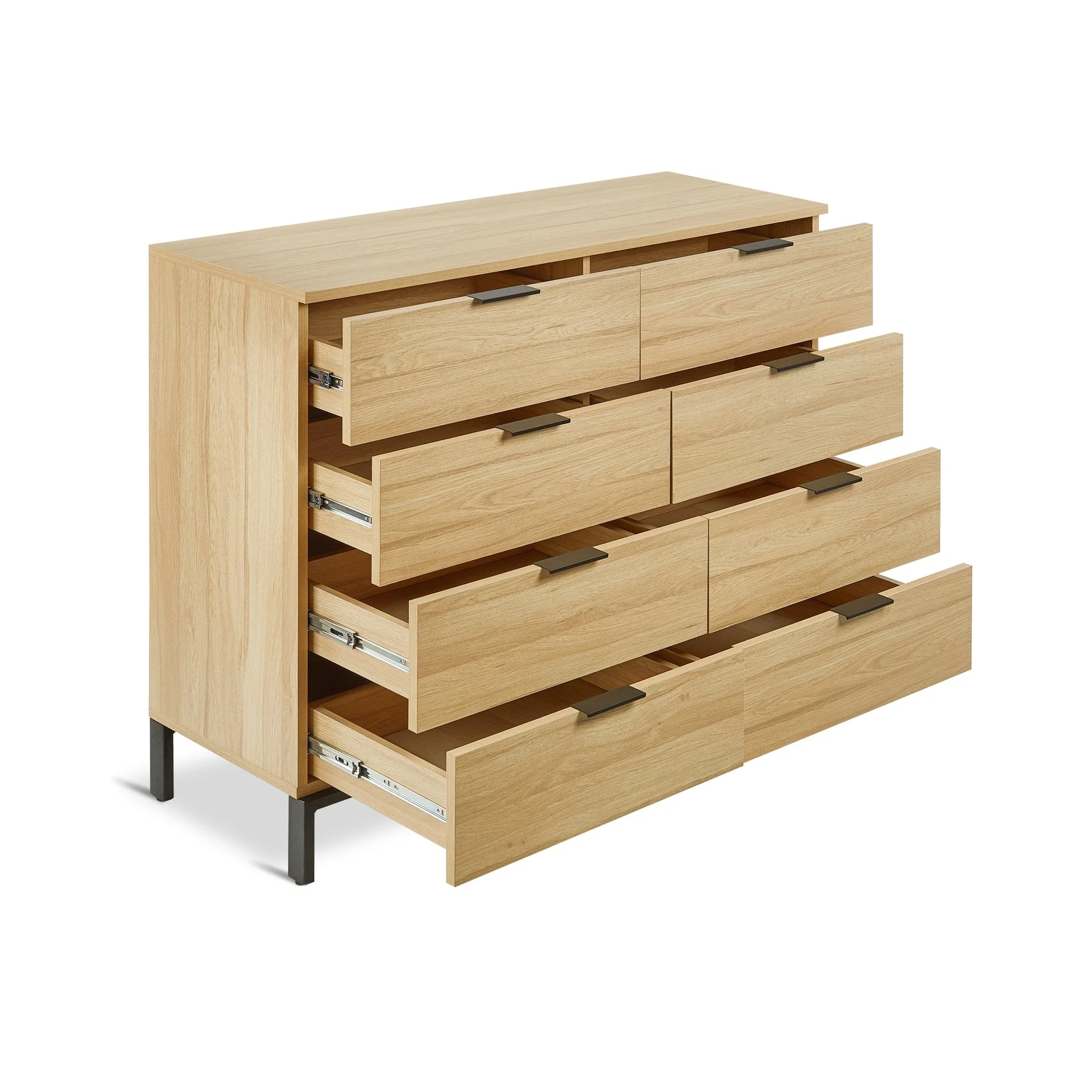 Ocala Low Boy 8 Drawer Chest Dresser - Oak - Image 11