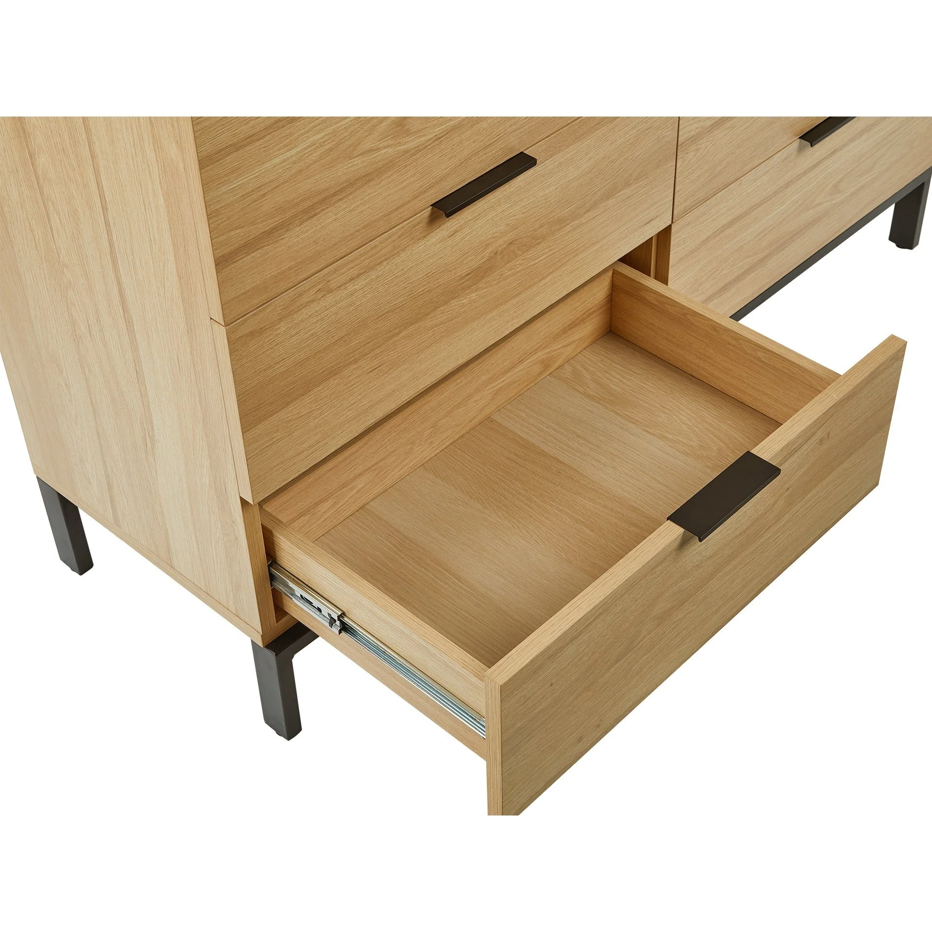 Ocala Low Boy 8 Drawer Chest Dresser - Oak - Image 12