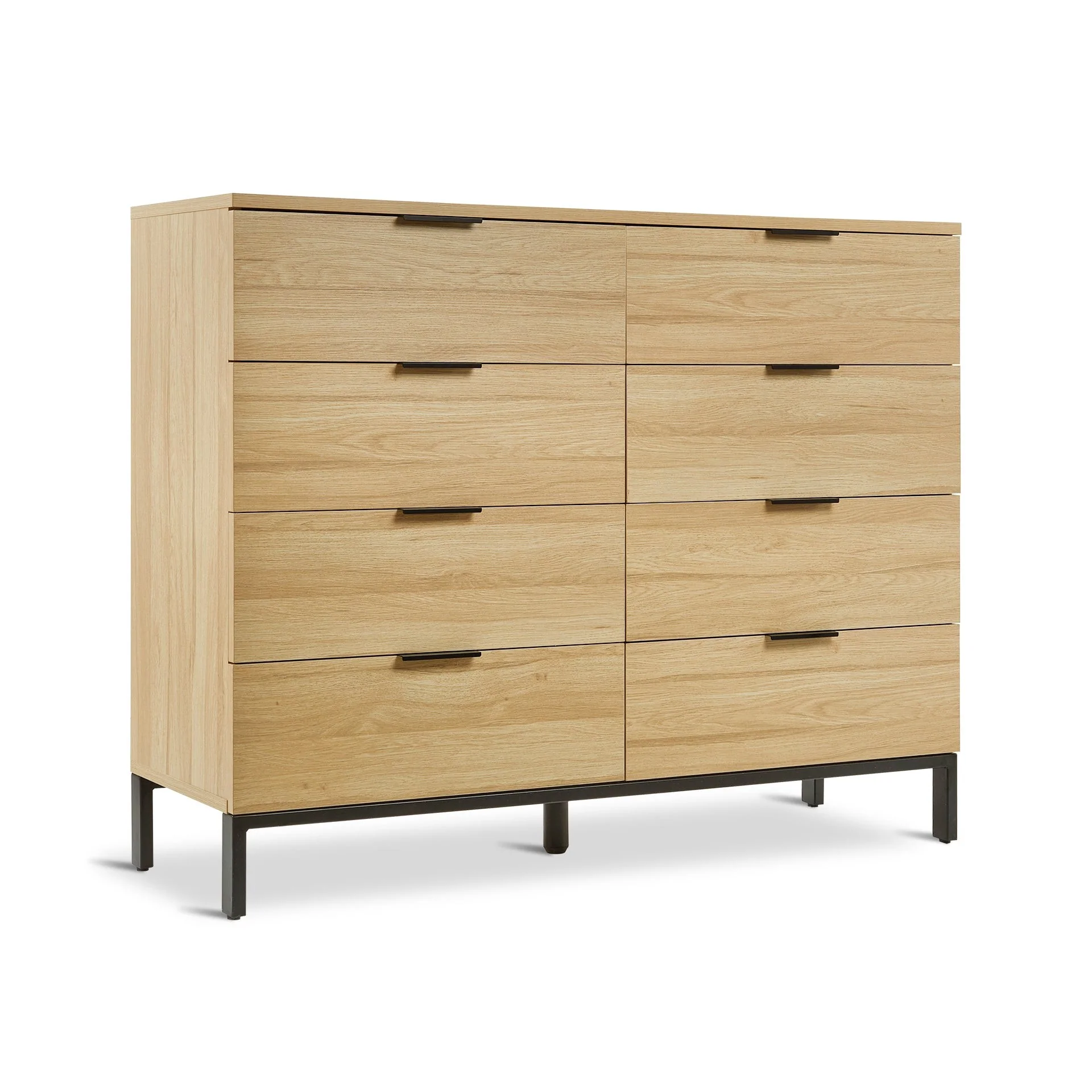 Ocala Low Boy 8 Drawer Chest Dresser - Oak - Image 9