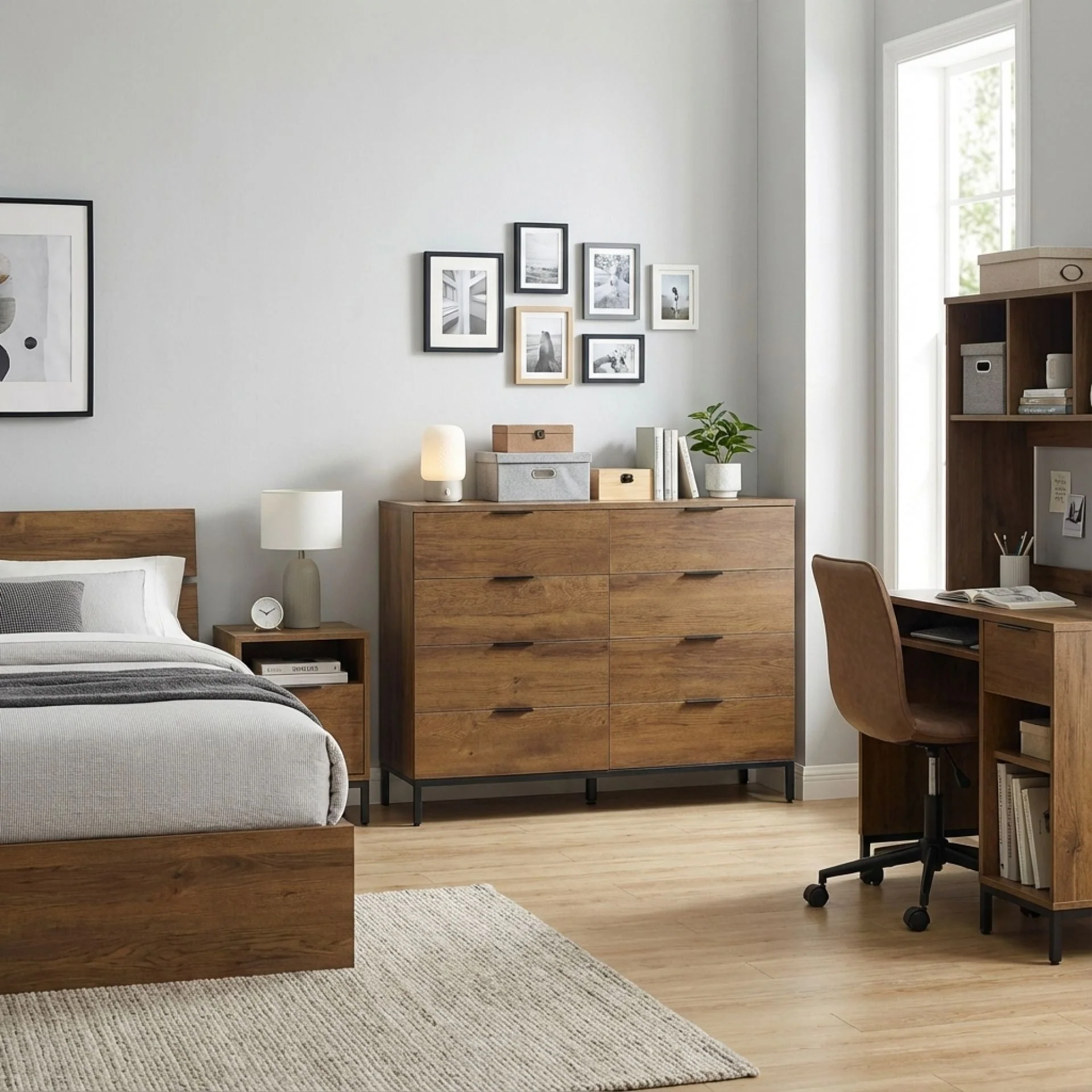 Ocala Low Boy 8 Drawer Chest Dresser - Walnut - Image 2