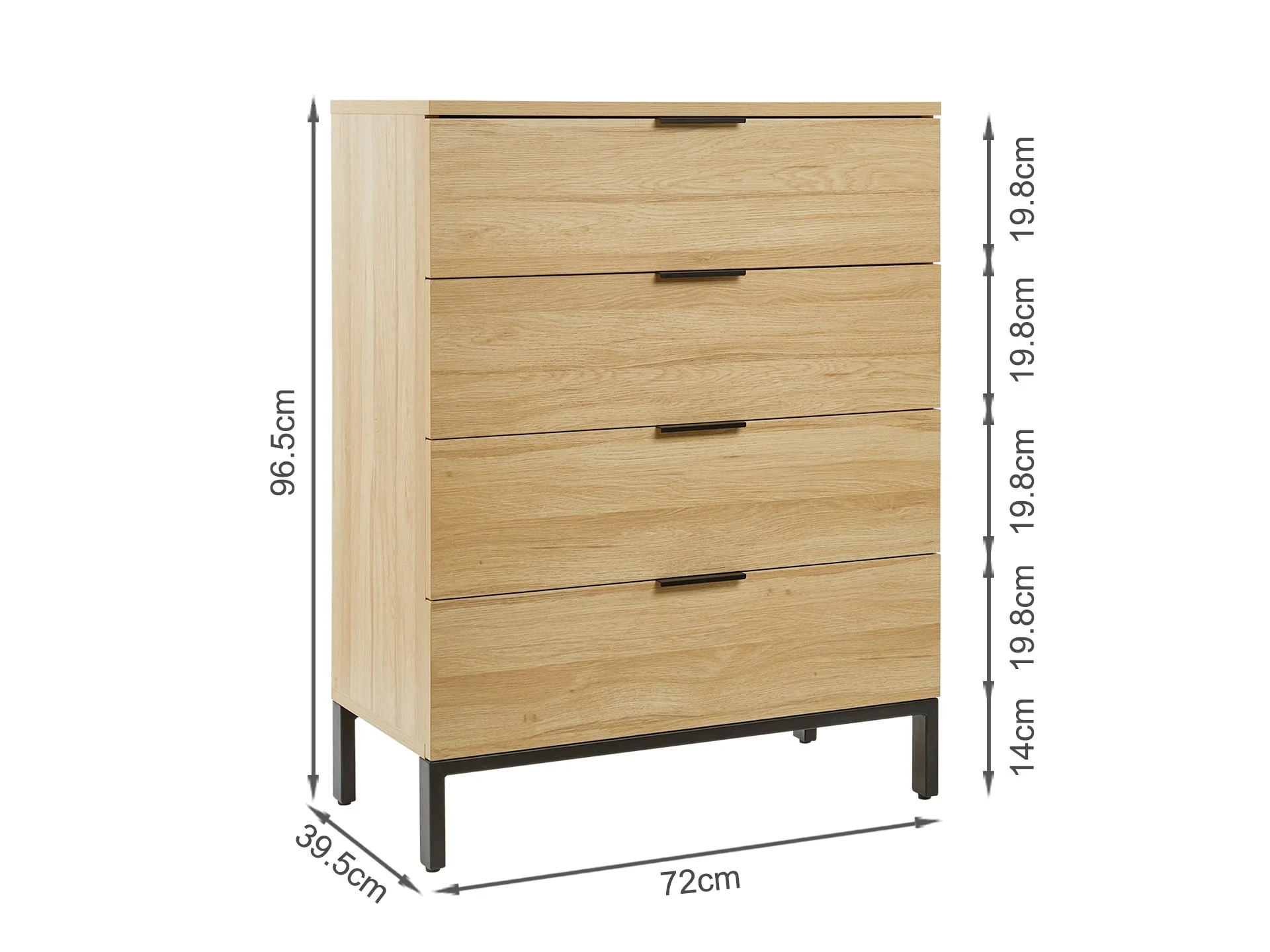 Ocala Tallboy 4 Drawer Chest Dresser - Oak - Image 7