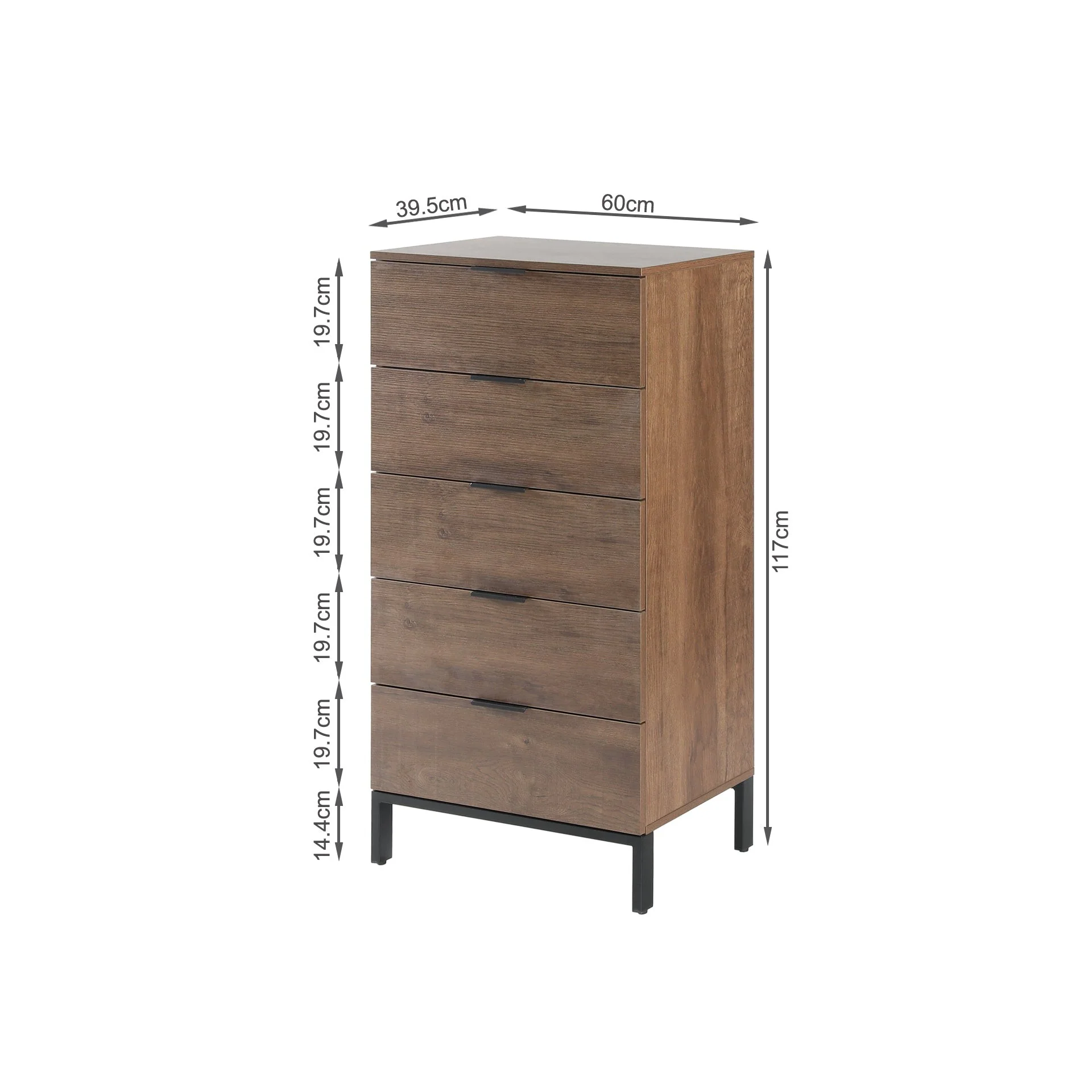 Ocala Tallboy 5 Drawer Chest Dresser - Walnut - Image 14