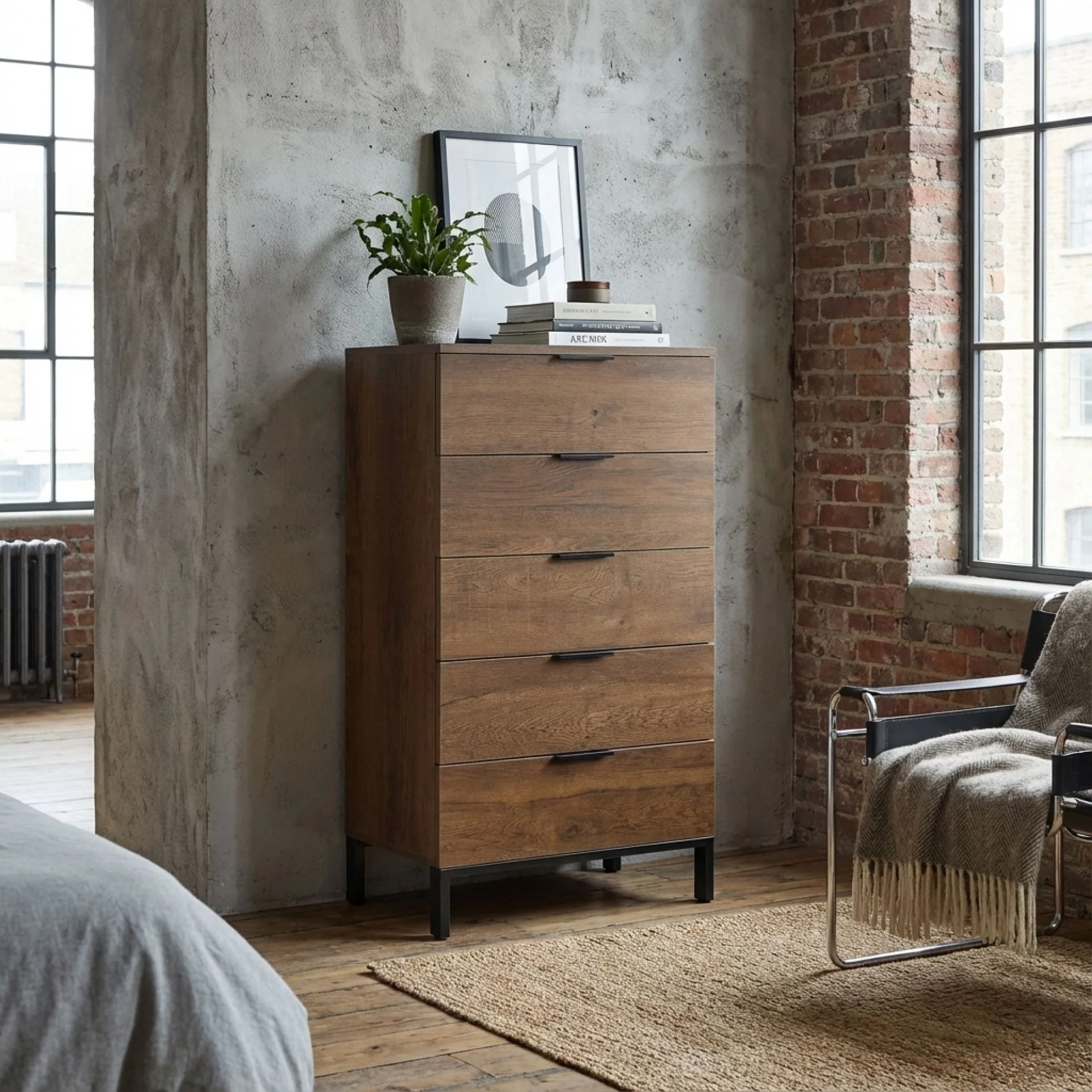 Ocala Tallboy 5 Drawer Chest Dresser - Walnut - Image 2
