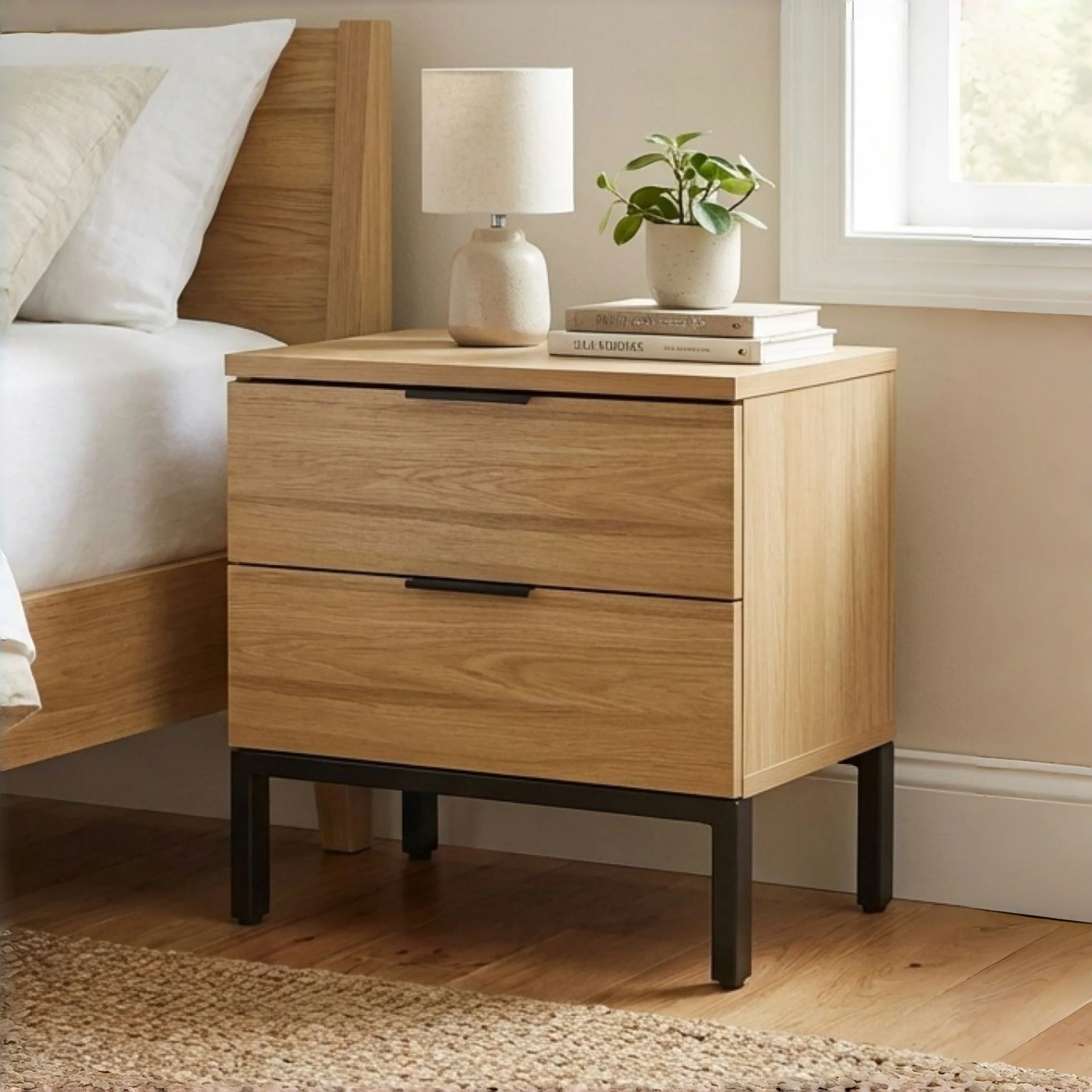 Ocala Wooden Bedside Table - Oak - Image 3