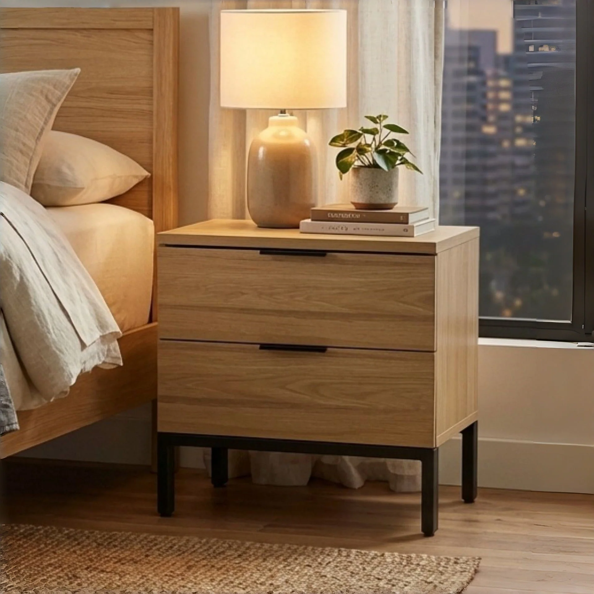 Ocala Wooden Bedside Table - Oak - Image 5