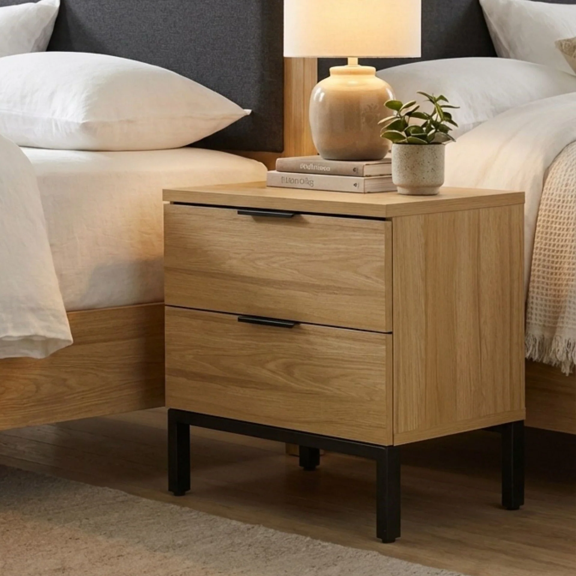Ocala Wooden Bedside Table - Oak - Image 6