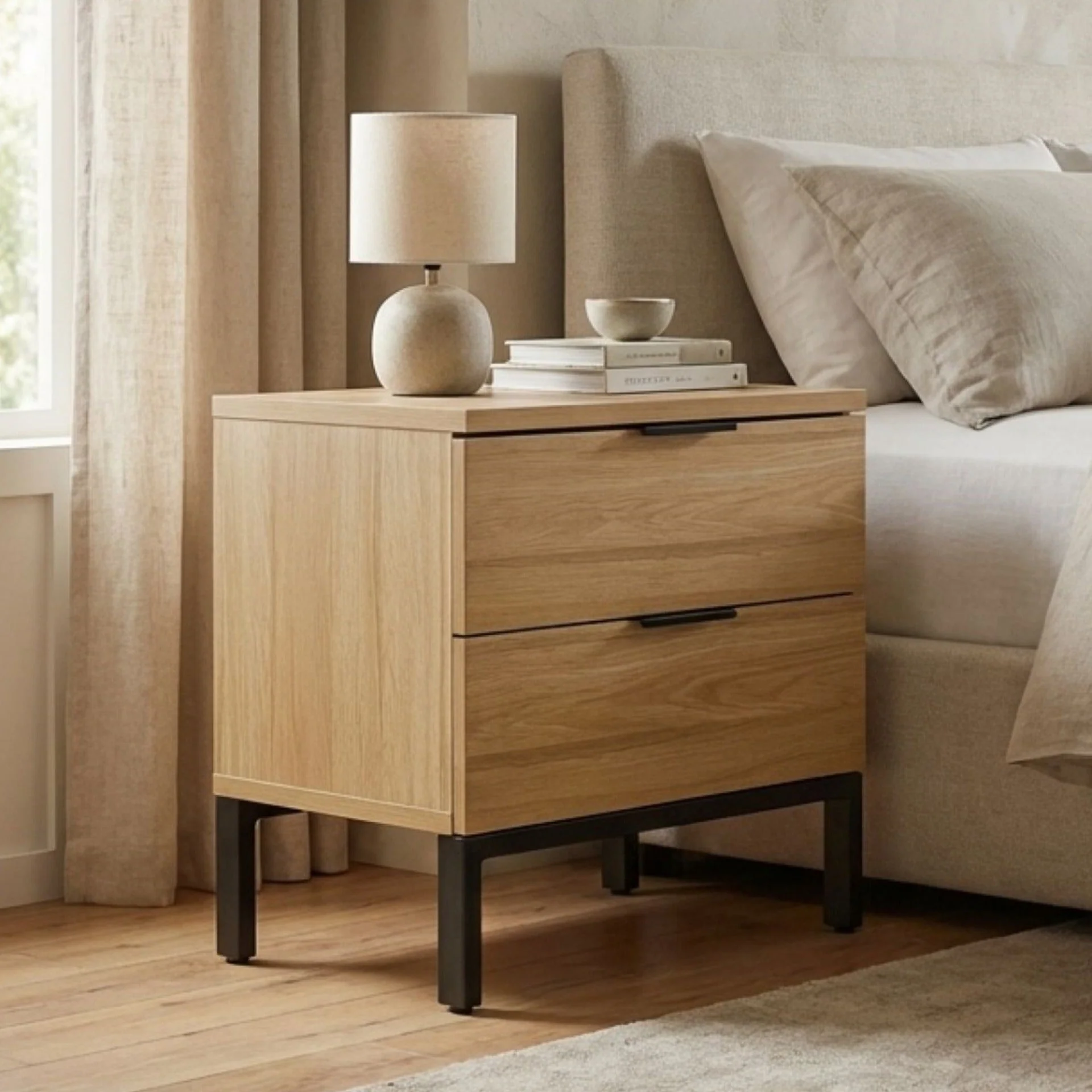 Ocala Wooden Bedside Table - Oak - Image 7