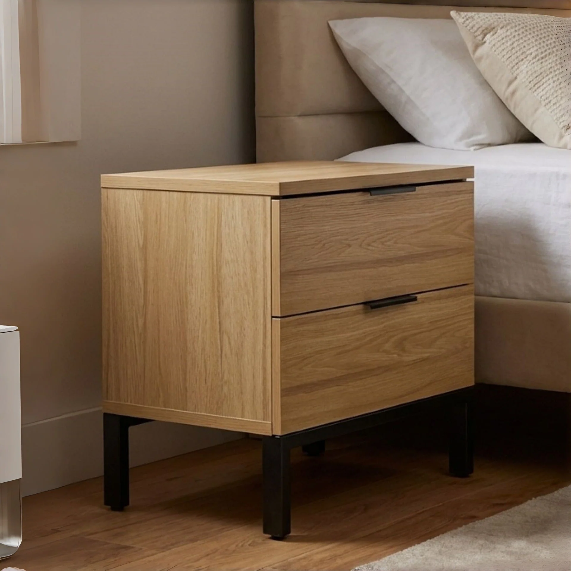 Ocala Wooden Bedside Table - Oak - Image 8