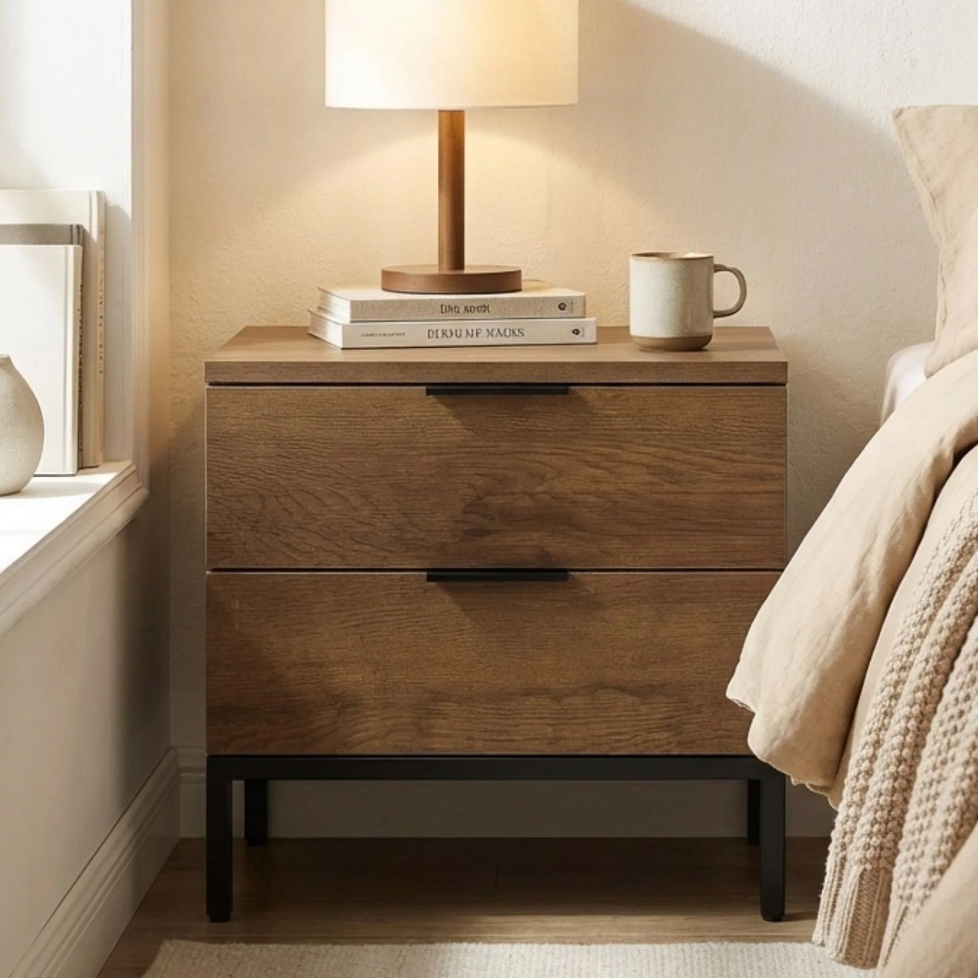 Ocala Wooden Bedside Table - Walnut - Image 4