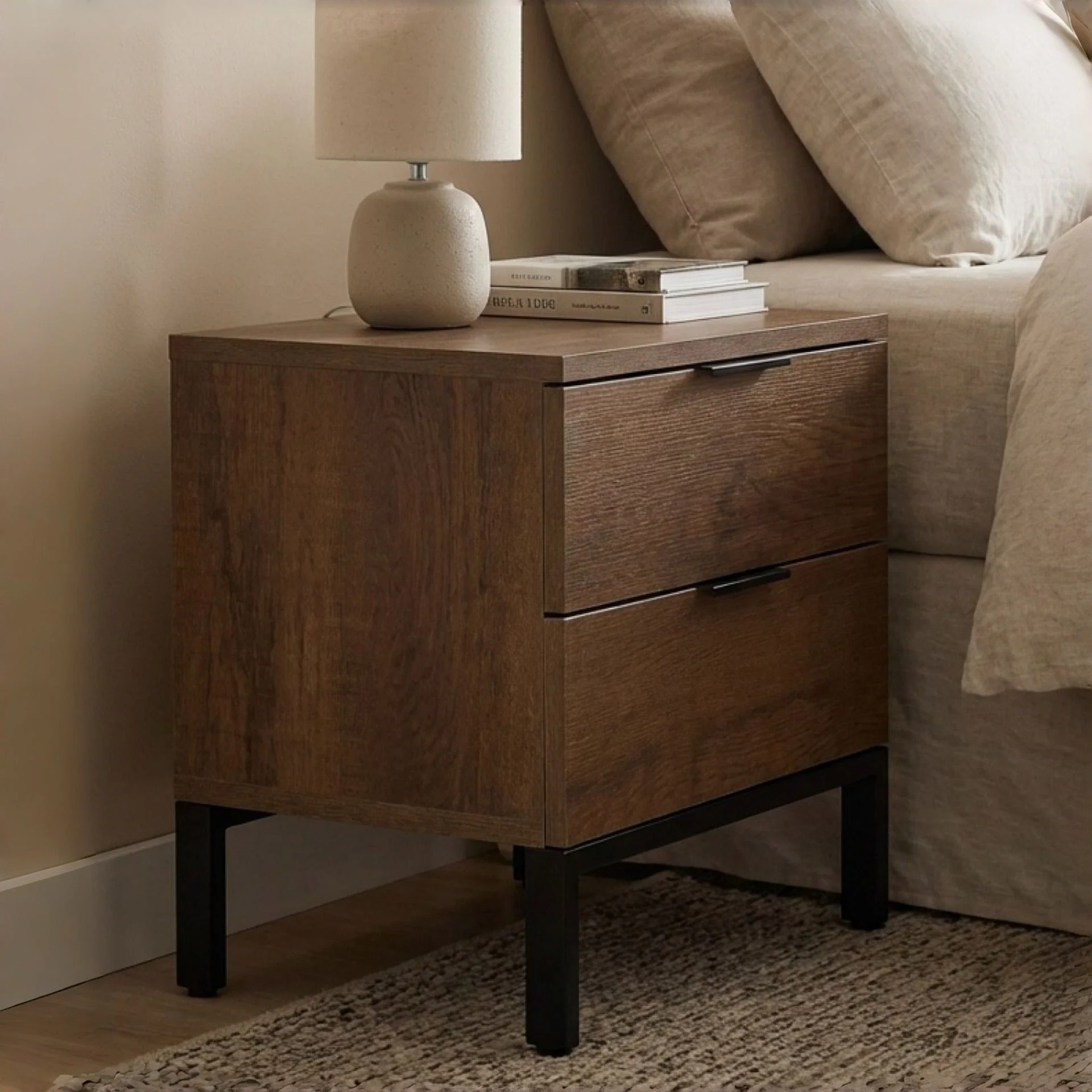 Ocala Wooden Bedside Table - Walnut - Image 5