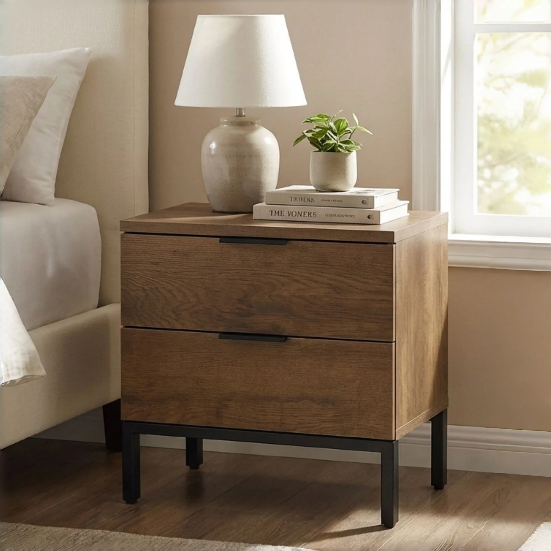 Ocala Wooden Bedside Table - Walnut - Image 6
